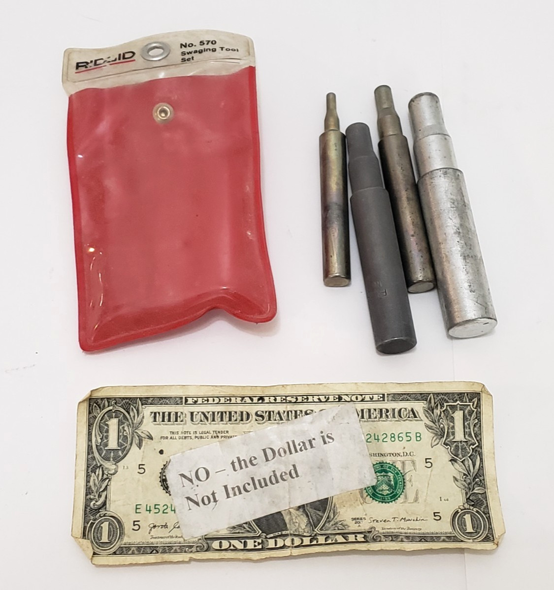 Vintage RIDGID No. 570 4 Pc. Swaging Tool Set 1/4″ to 5/8″ Diameter W/ Pouch USA