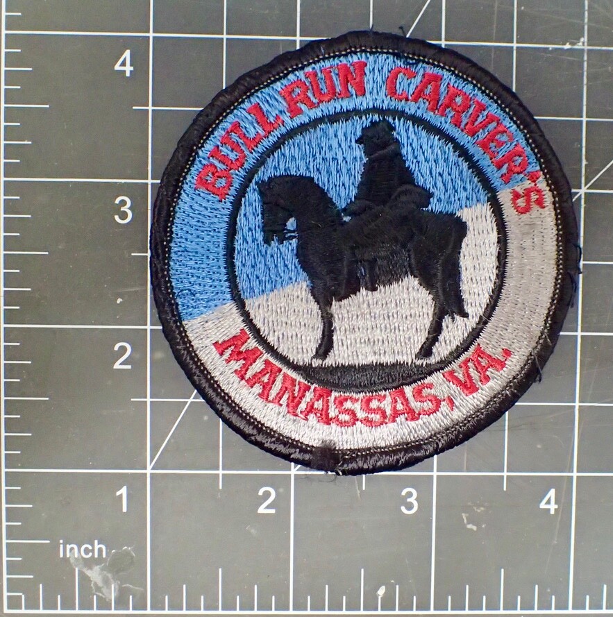 Vintage Bull Run Carvers Manassas, VA Embroidered Collector Hat Jacket Patch 3″