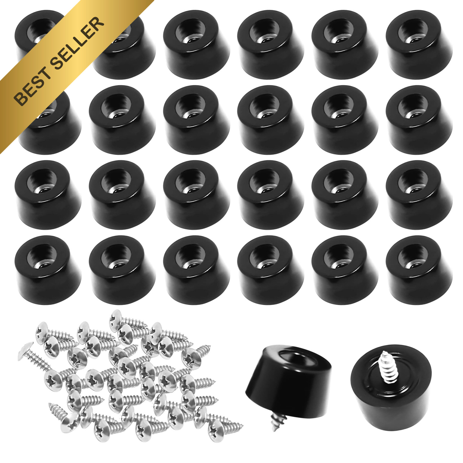 60PCS Cutting Board Rubber Feet Non Slip PVC Bumpers w/ Screws Washers 0.59in