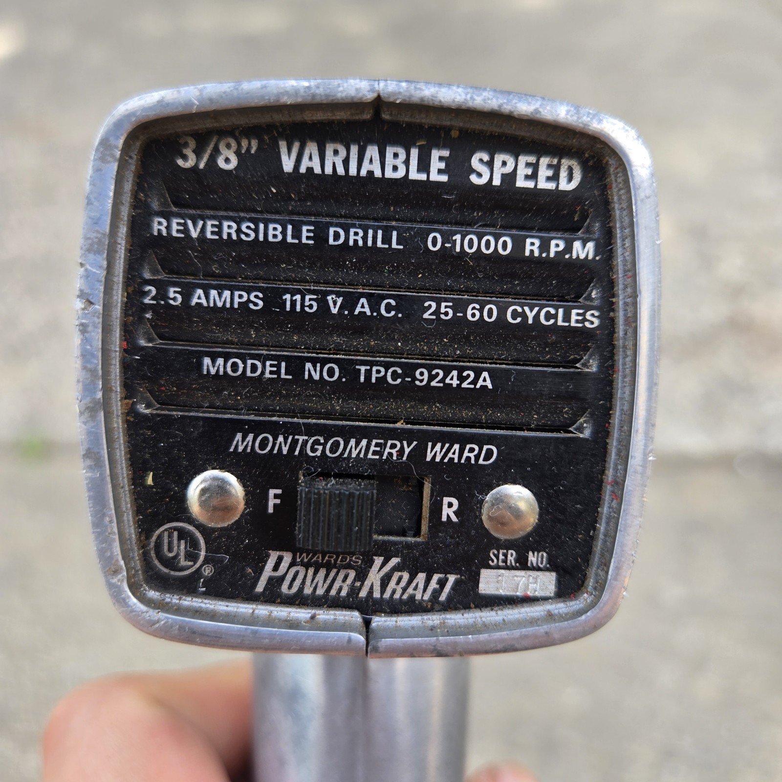Montgomery Ward Powr Kraft 50s Vintage Electric Drill 3/8 W/ Chuck Key- Working