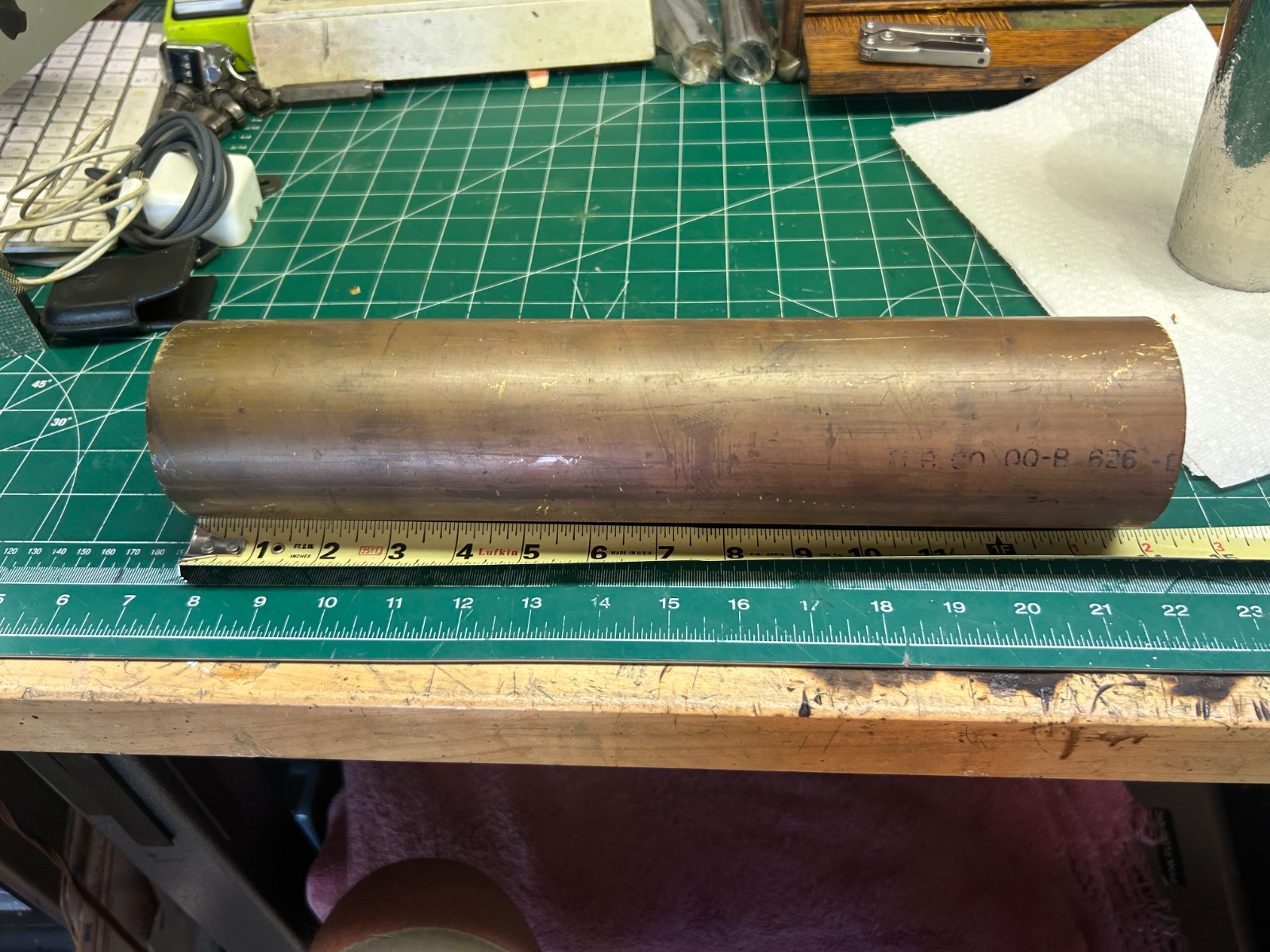 MACHINIST OfCe j LATHE MILL Brass Round Stock 13 13/16″ Long by 3″ Diameter