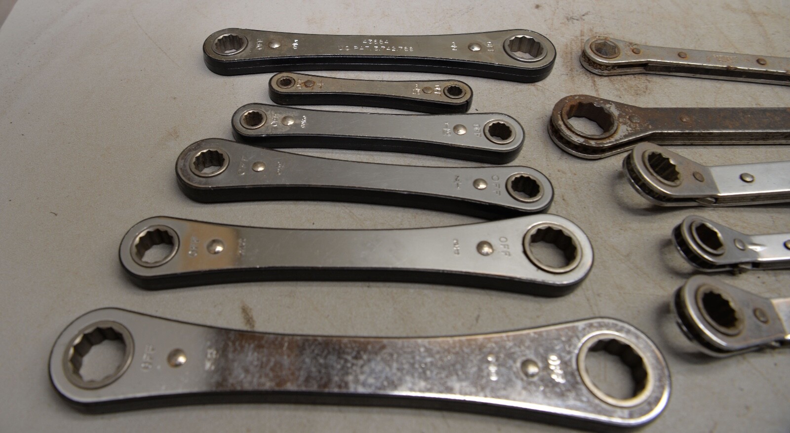 12 box end ratchet wrench lot Snap-on Matco Mac Craftsman & more mechanics tools