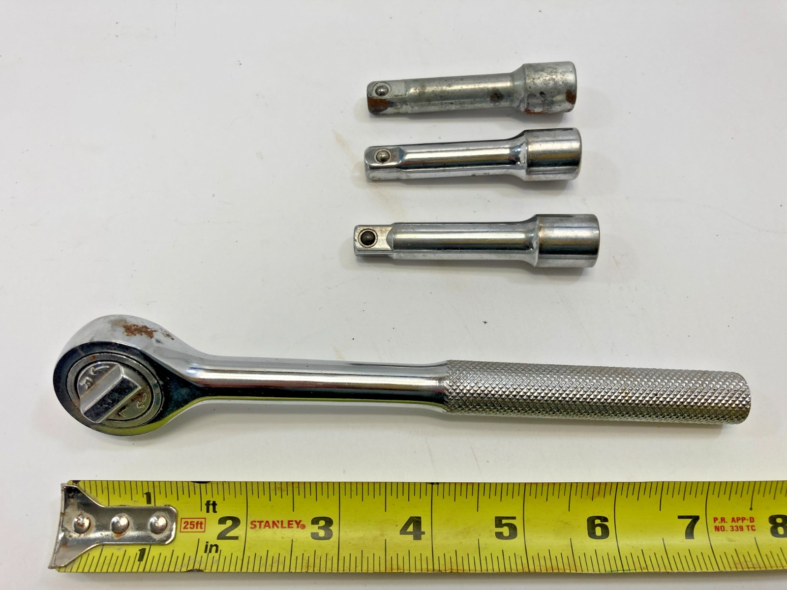 3/8″ Drive ~ Ratchet ~ Plus (3) 3″ Extensions