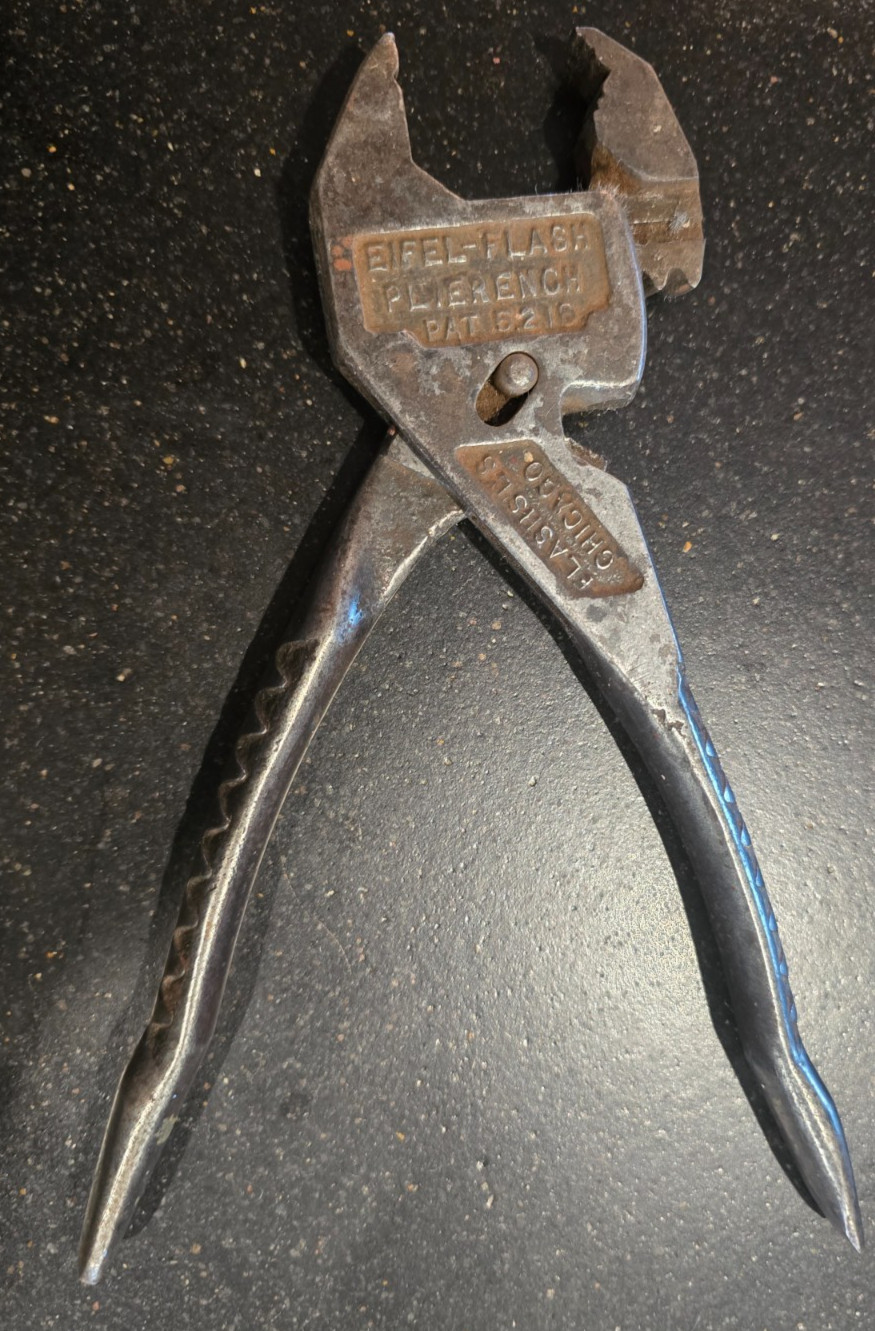 Antique Early 1910’s Eifel-Flash “Plierench”, Early Channel Lock Type Pliers