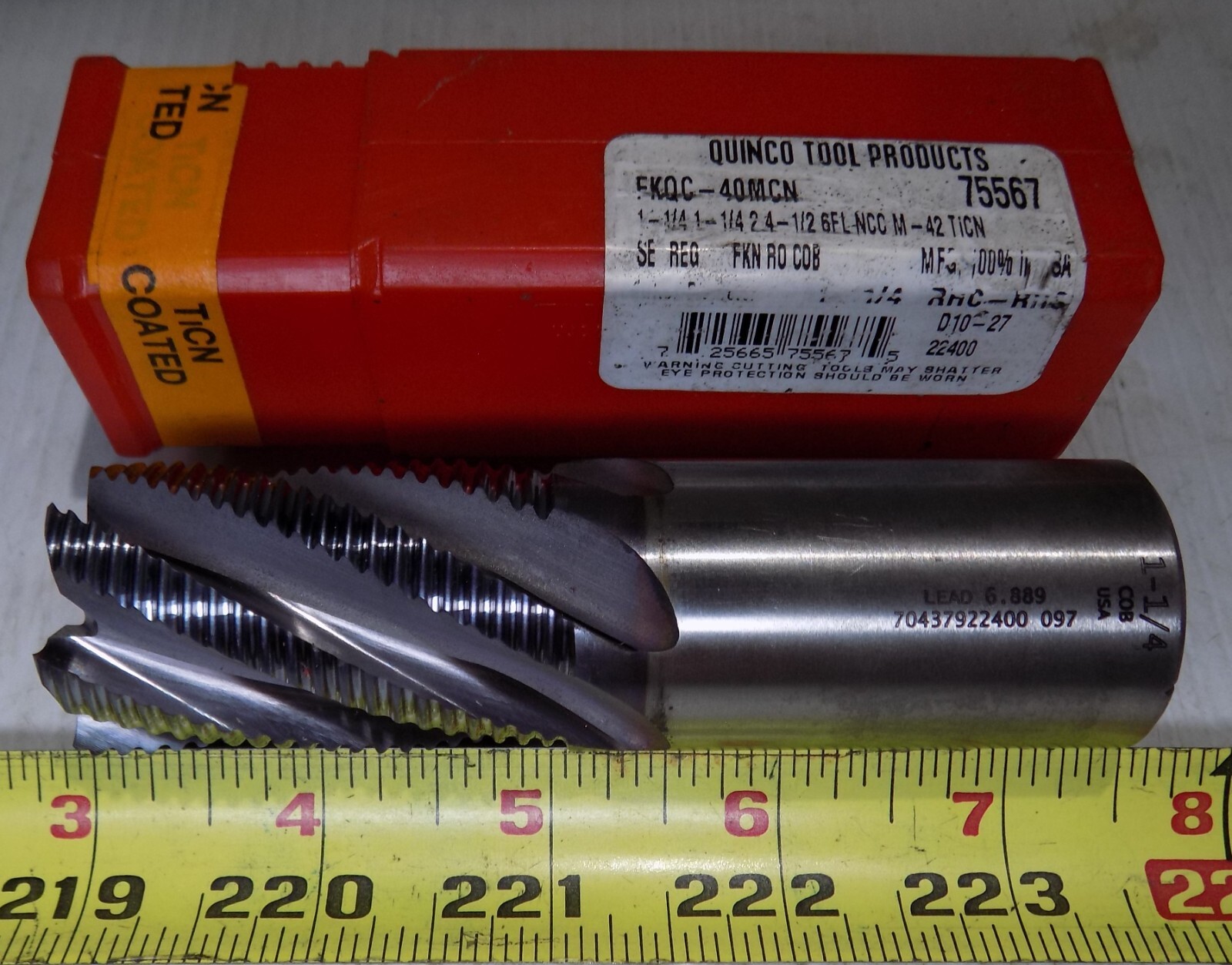 QUINCO 1-1/4 dia X 2 LOC X 4-1/2 OAL X 1-1/4 shank X 6 FT HSS-Co rough end mill
