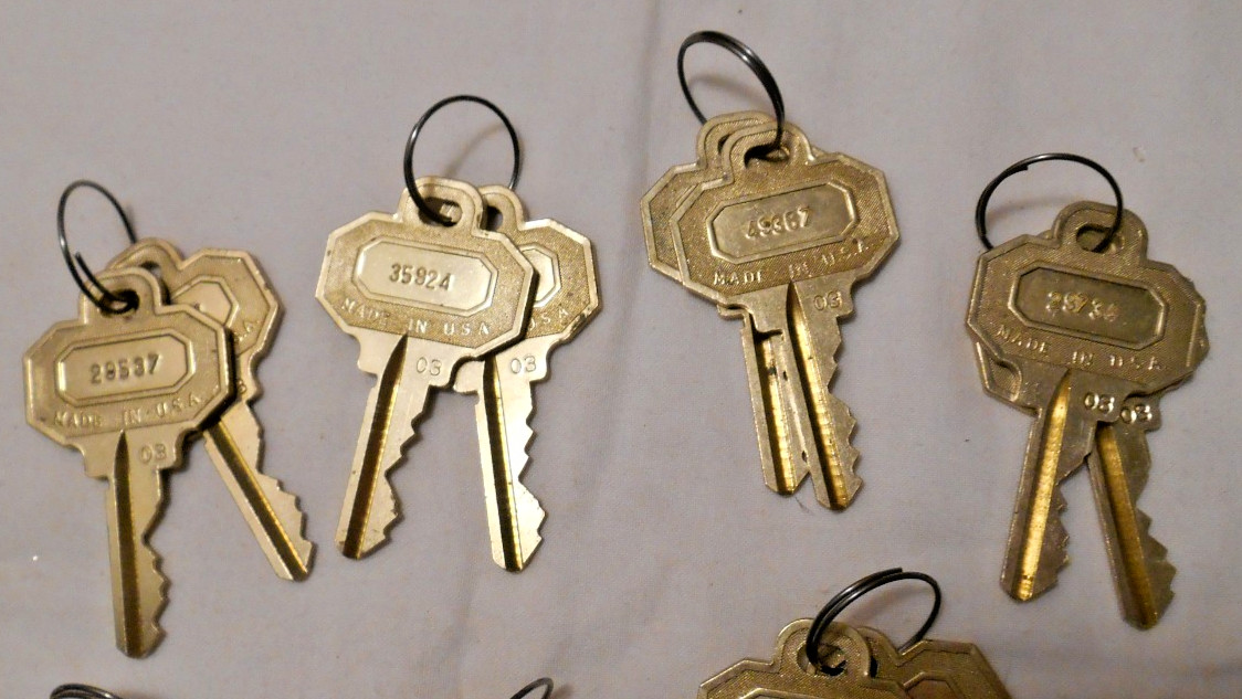 14 Vintage Baldwin Reading PA Metal Forgers Brass Door Keys See Pictures for #’s