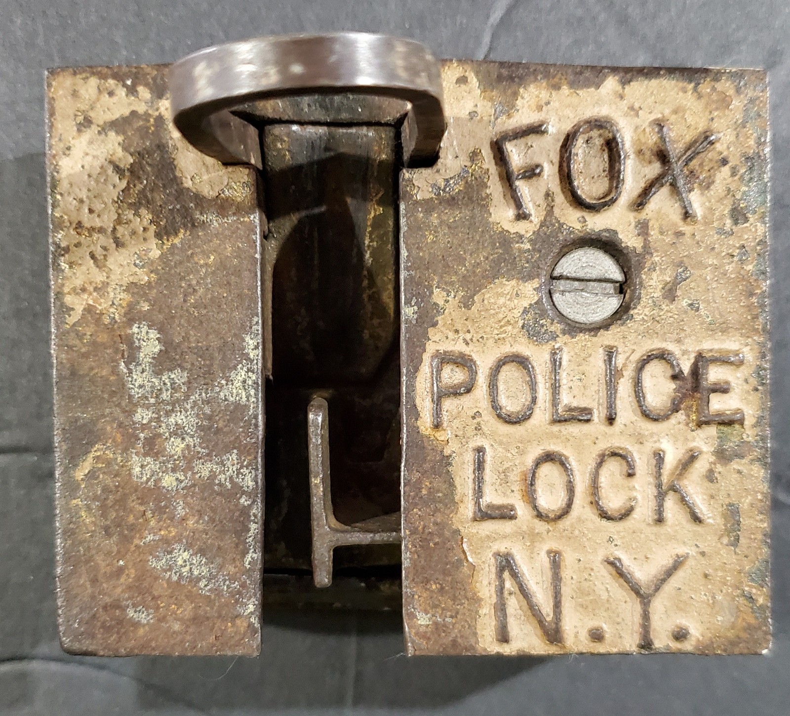 Vintage FOX Police Lock Cast Iron Used