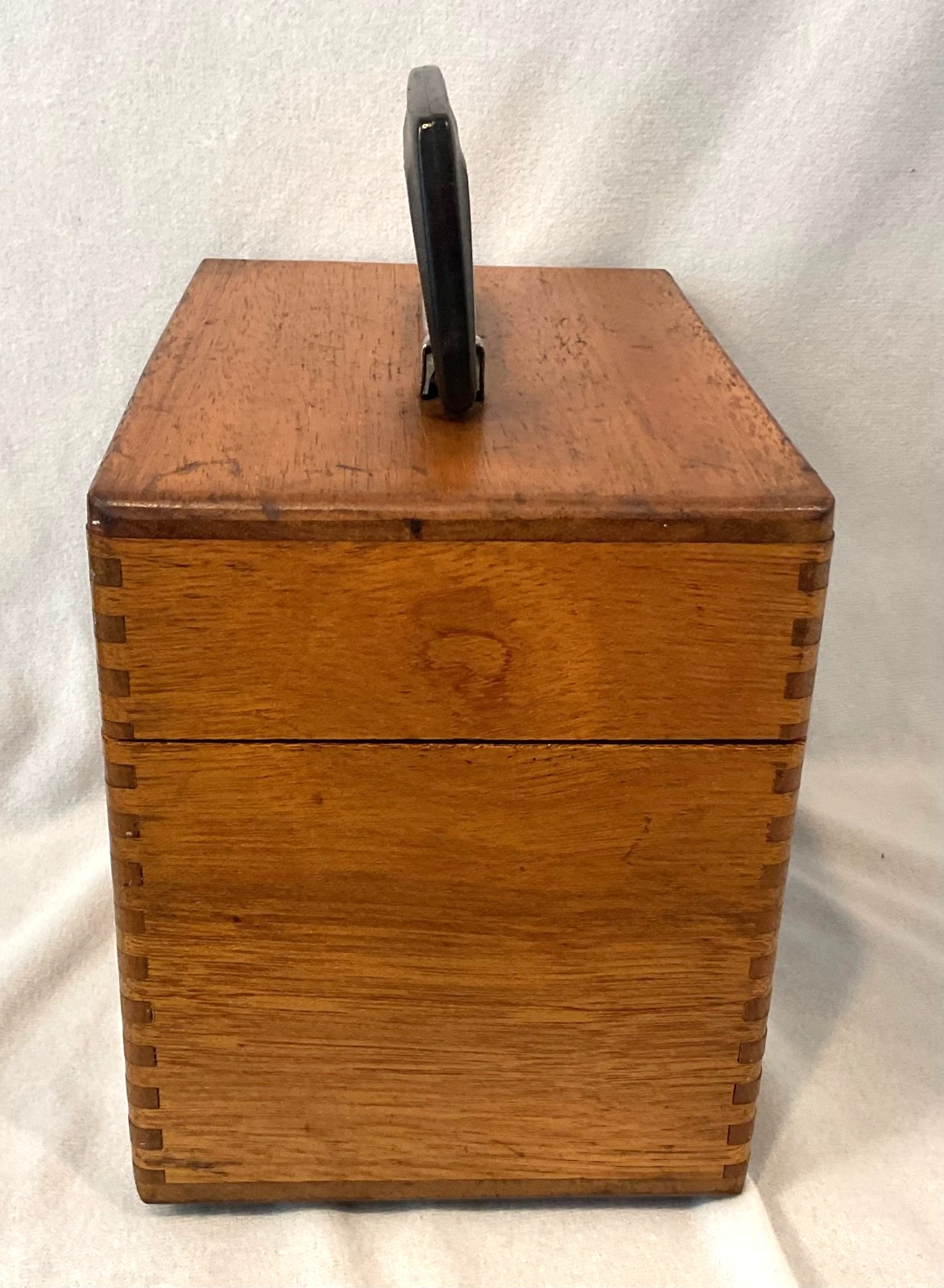 Vintage Oak Scientific Instrument Case Wood Box Tool Storage Box with Handle