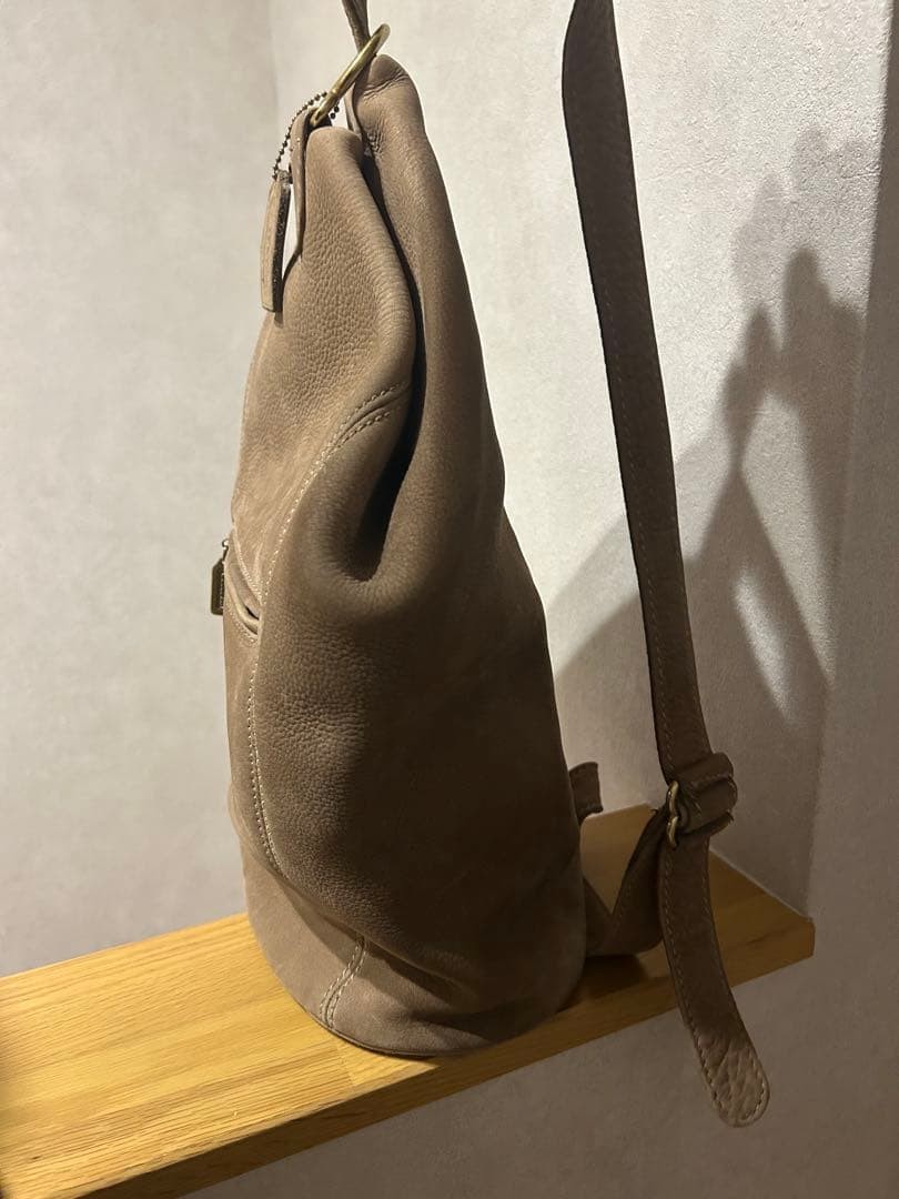 COACH Old Coach Leather One Shoulder Bag H5B-4944 Beige Used 14x38x22 cm