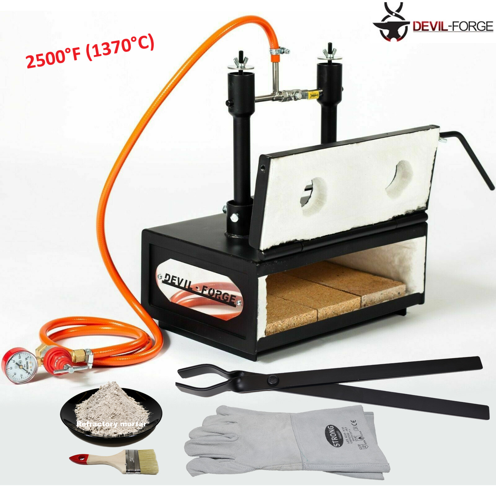 DEVIL-FORGE DFHS2+1D/3.6″ Gas Propane Forge Farrier Burner +Tongs EXPRESS USA