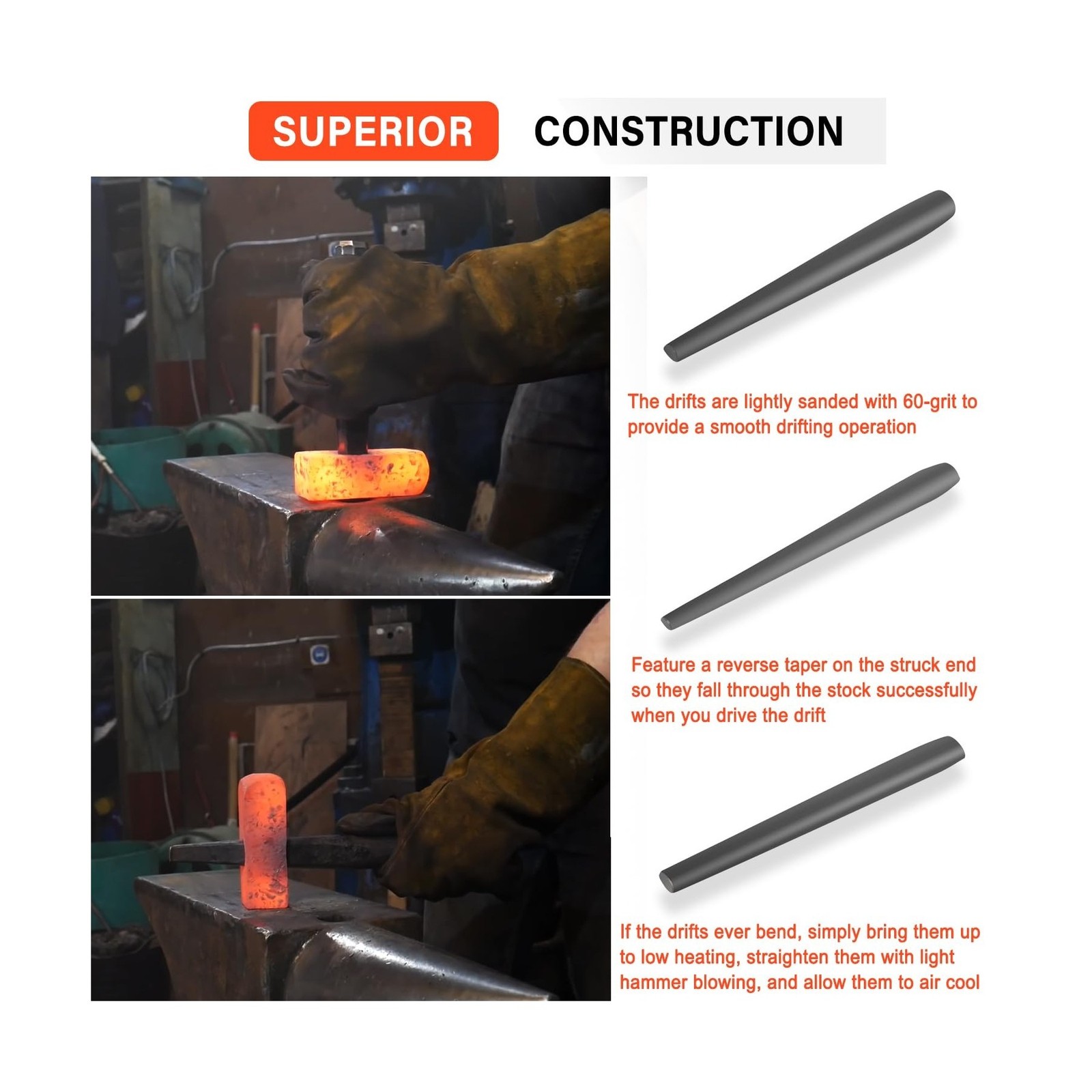 Blacksmith Drift Kit Blacksmith Hammer Eye Drift Tool Set for Forging Tongs, …