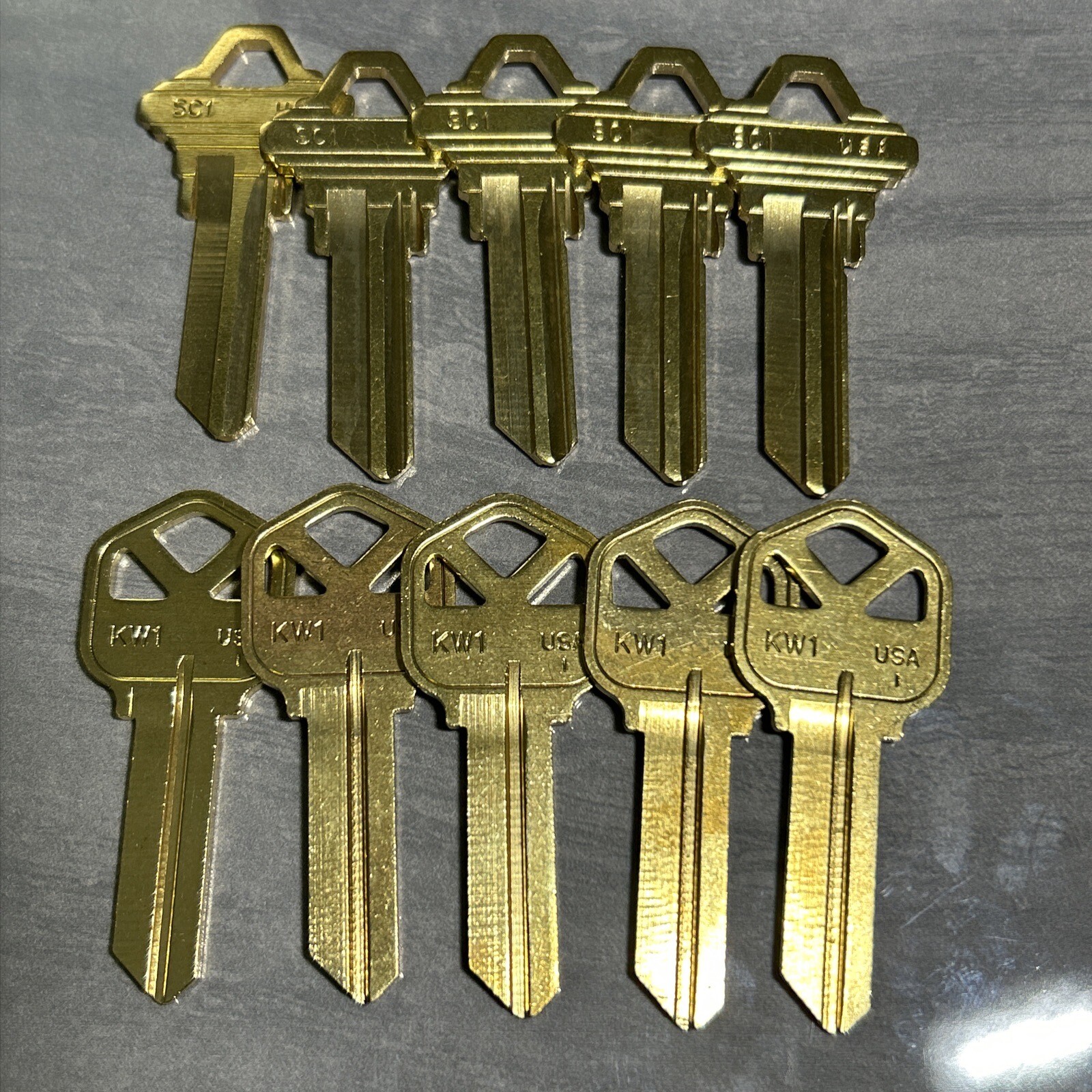 LOT 10 PACK KWIKSET KW-1 & SC-1 House Key Blanks BRASS Maintenance RE-Apartments