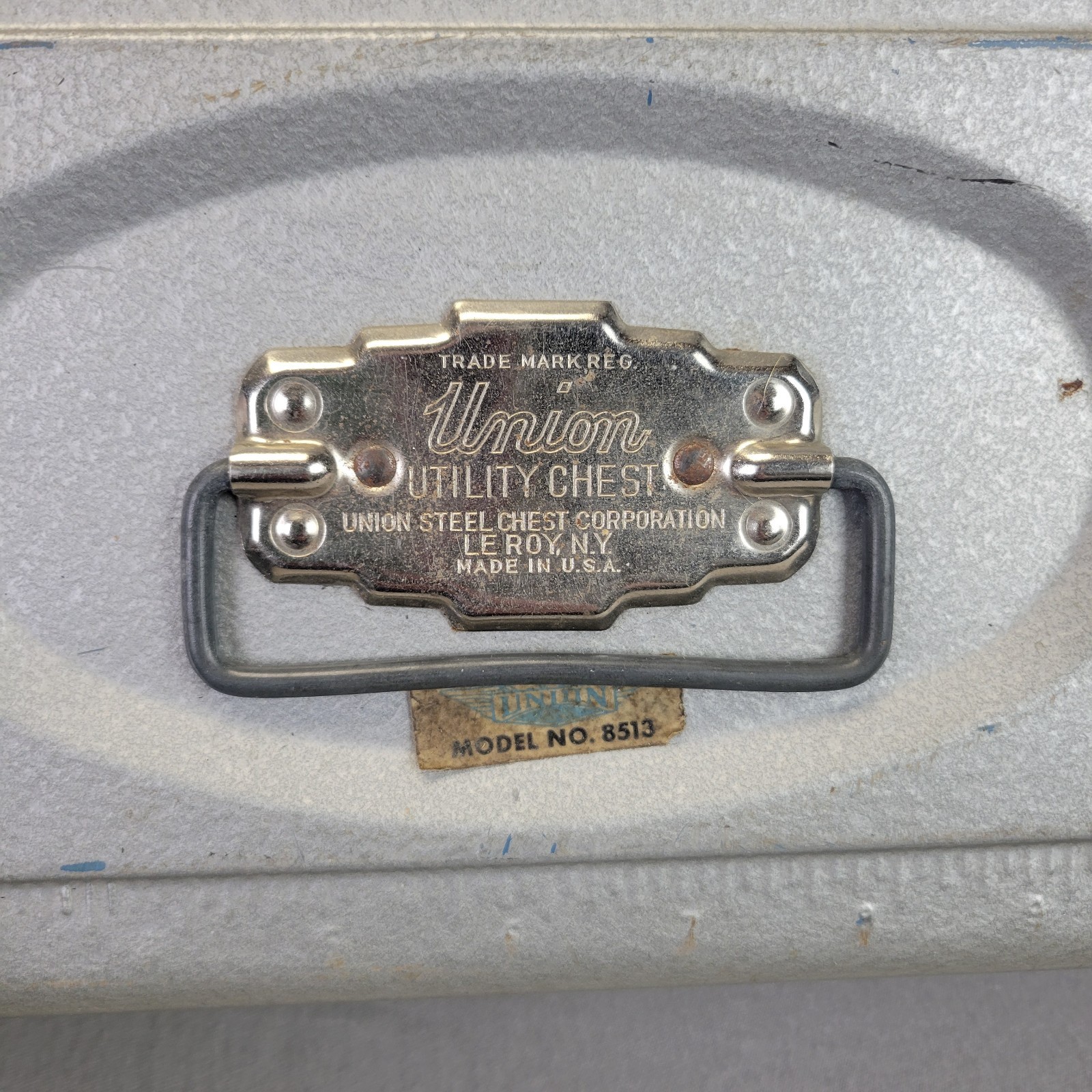 Vintage Tackle Box Union Steel Utility Chest #8513 Corp Leroy NY Tool Box