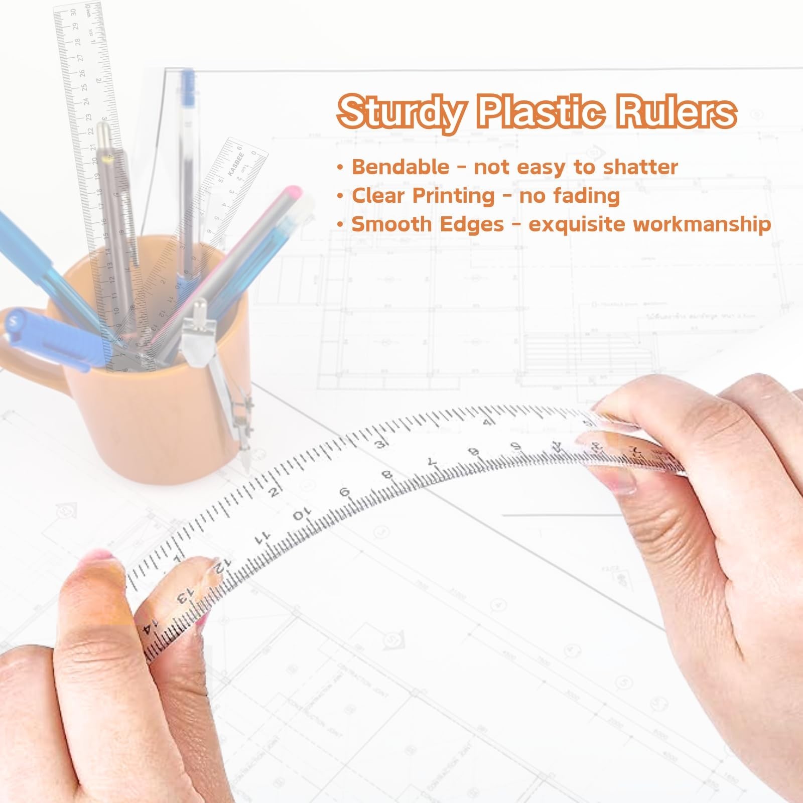 Plastic Rulers, 6 Inch Ruler, 12 Inch Ruler, Clear Ruler with Centimeters and…