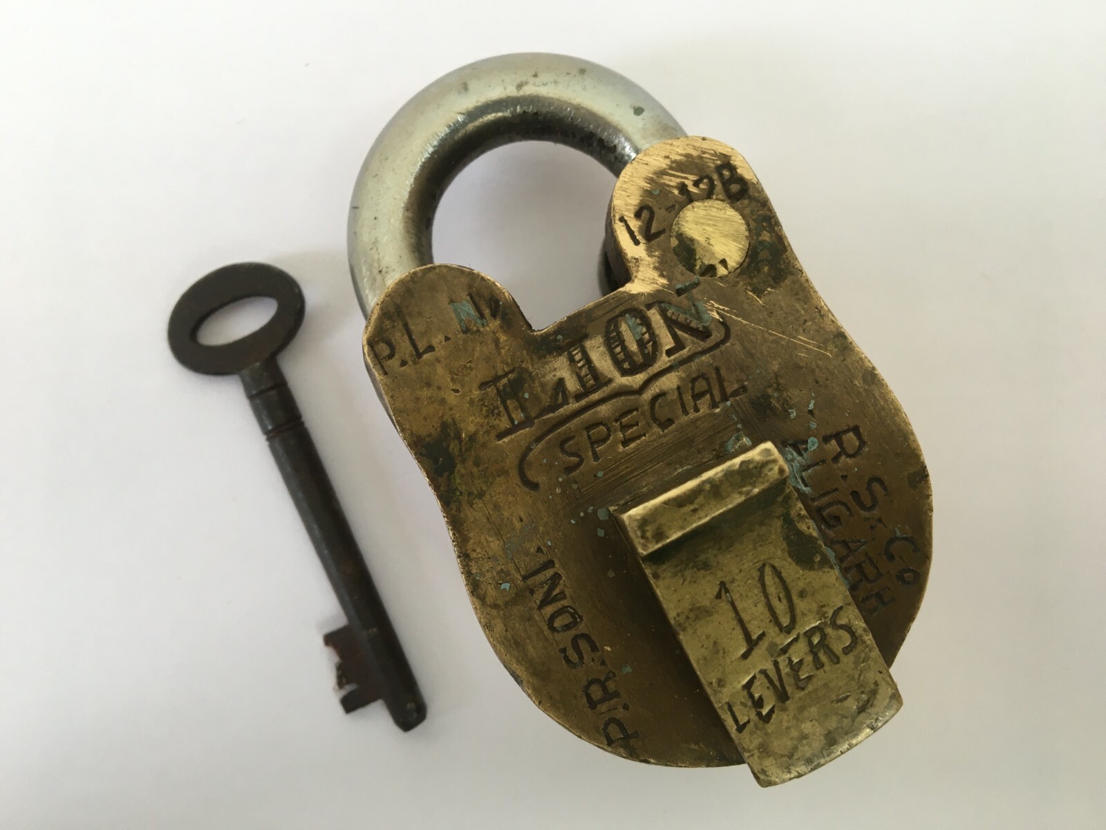 Lock Vintage Brass Padlock With Key Rich Patina Collectible 10 Levers Lion