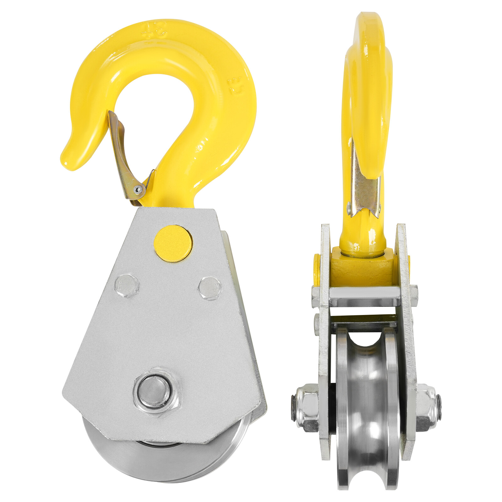 2pcs 360° Rotatable Pulley Hook 3T Bearing Pulley Hook Snatch Block with Hook
