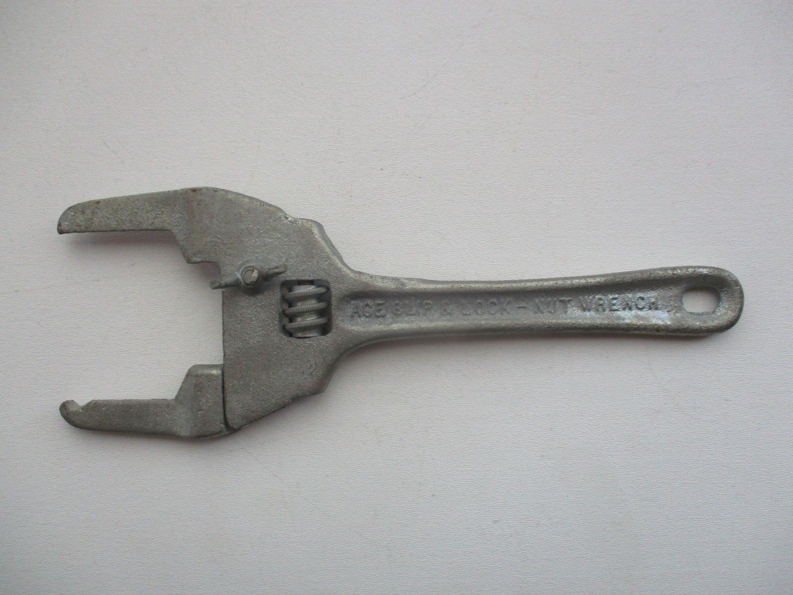 Vtg Plumbers Wrench Ace Slip & and Lock Nut Wrench Vintage Plumbing Adjustable