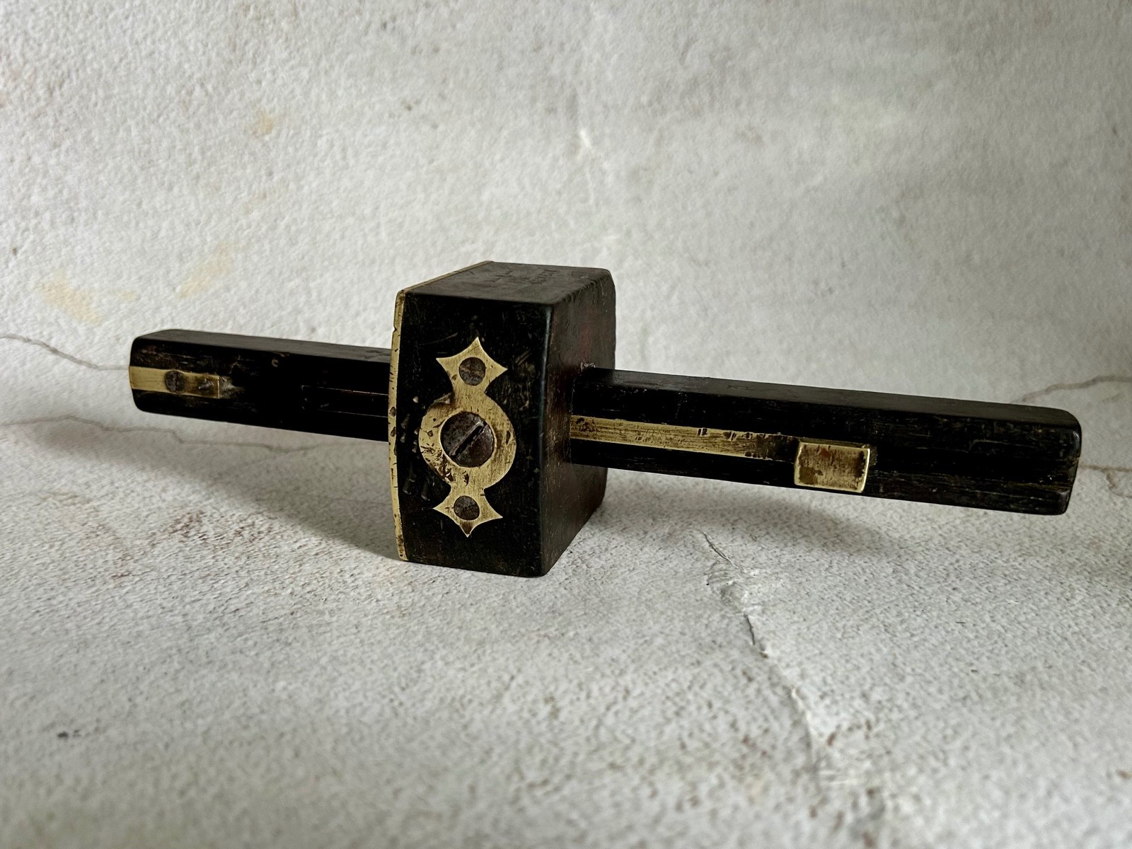 Antique Mortise Gauge Wood & Brass Old School Carpentry Tool Wood Working #1