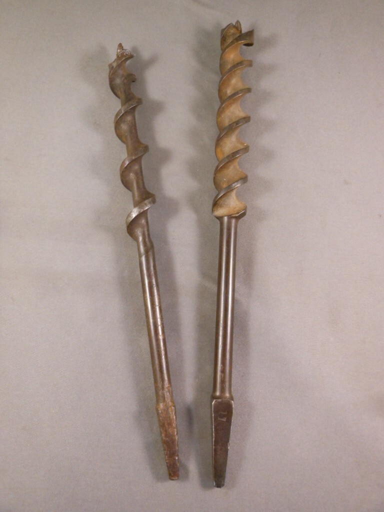 Lot 2 Antique Auger Bits Russell Jennings #11 & Greenlee Rockford #2 USA Tools