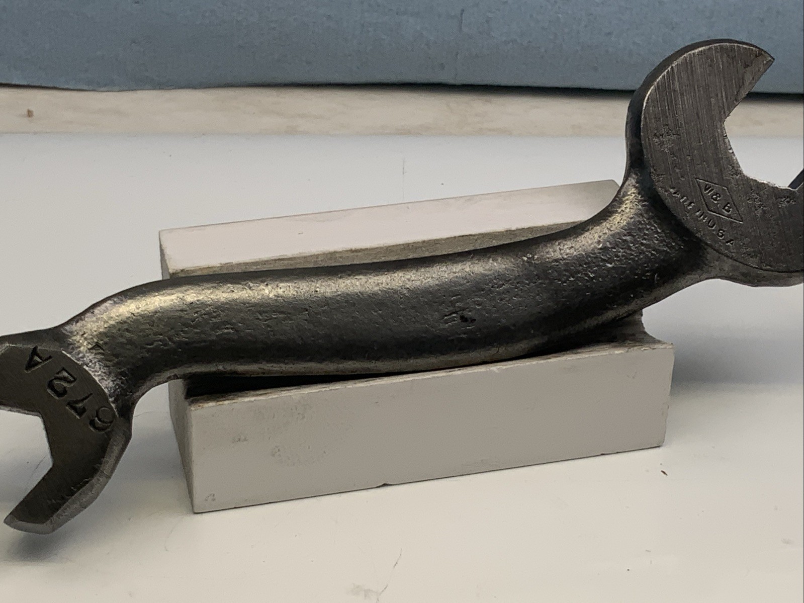 Whitman And Barnes 672A, S-shaped Open End Wrench, Marked 1/4 & 5/16, USA