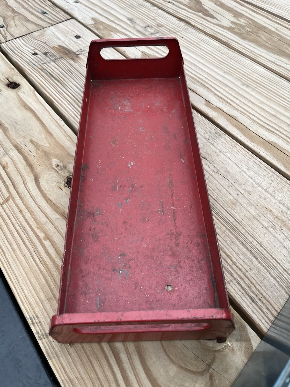 Sears Metal Tool Box Blue Red Interior tray Portable Storage Chest USA Vintage