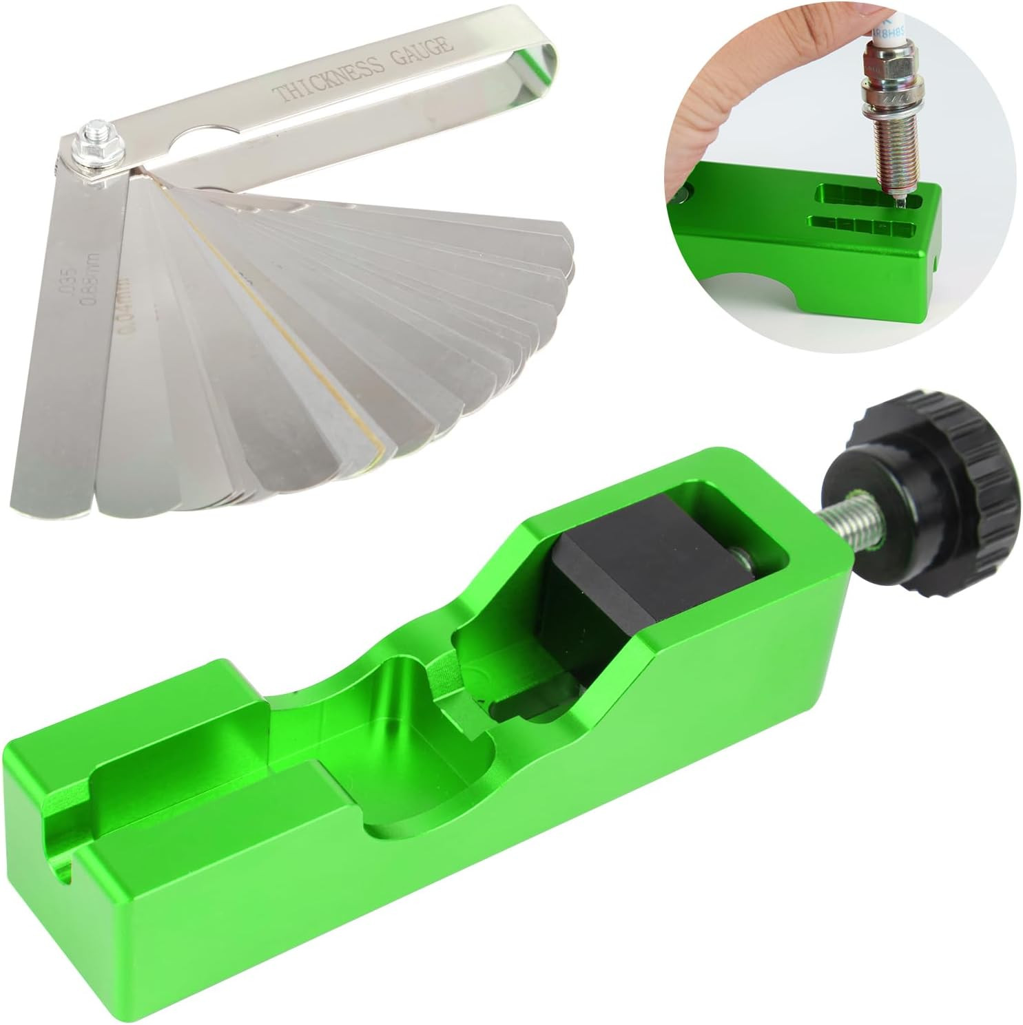 Spark Plug Gap Tool, Spark Plug Gapping Tool with 32 Blade Steel Feeler Gauge, U