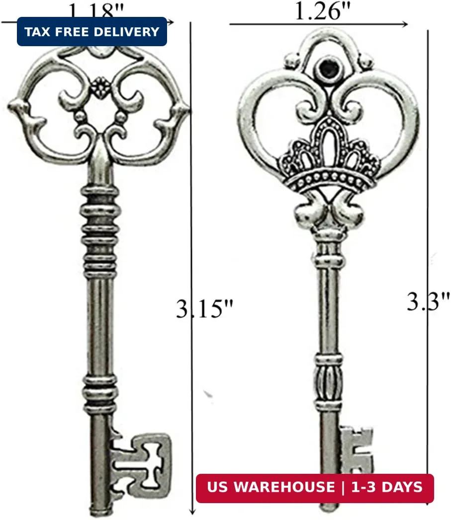 20Pcs Rustic Large Skeleton Keys for Wedding Decoration Favor | Mixed Ant