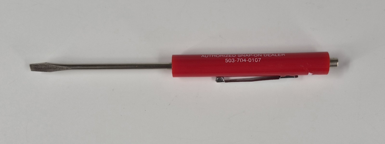 Snap On Tools Mini Flathead Screwdriver Alexander Pocket Clip Magnet Top