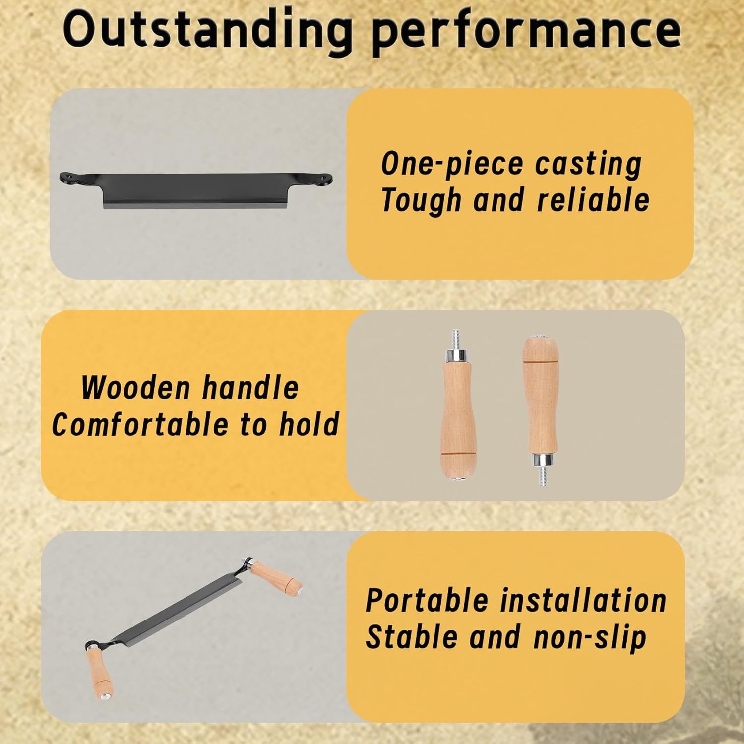 10-Inch Straight Draw Shave Knife with Protective Blade Guard for Woodworking US