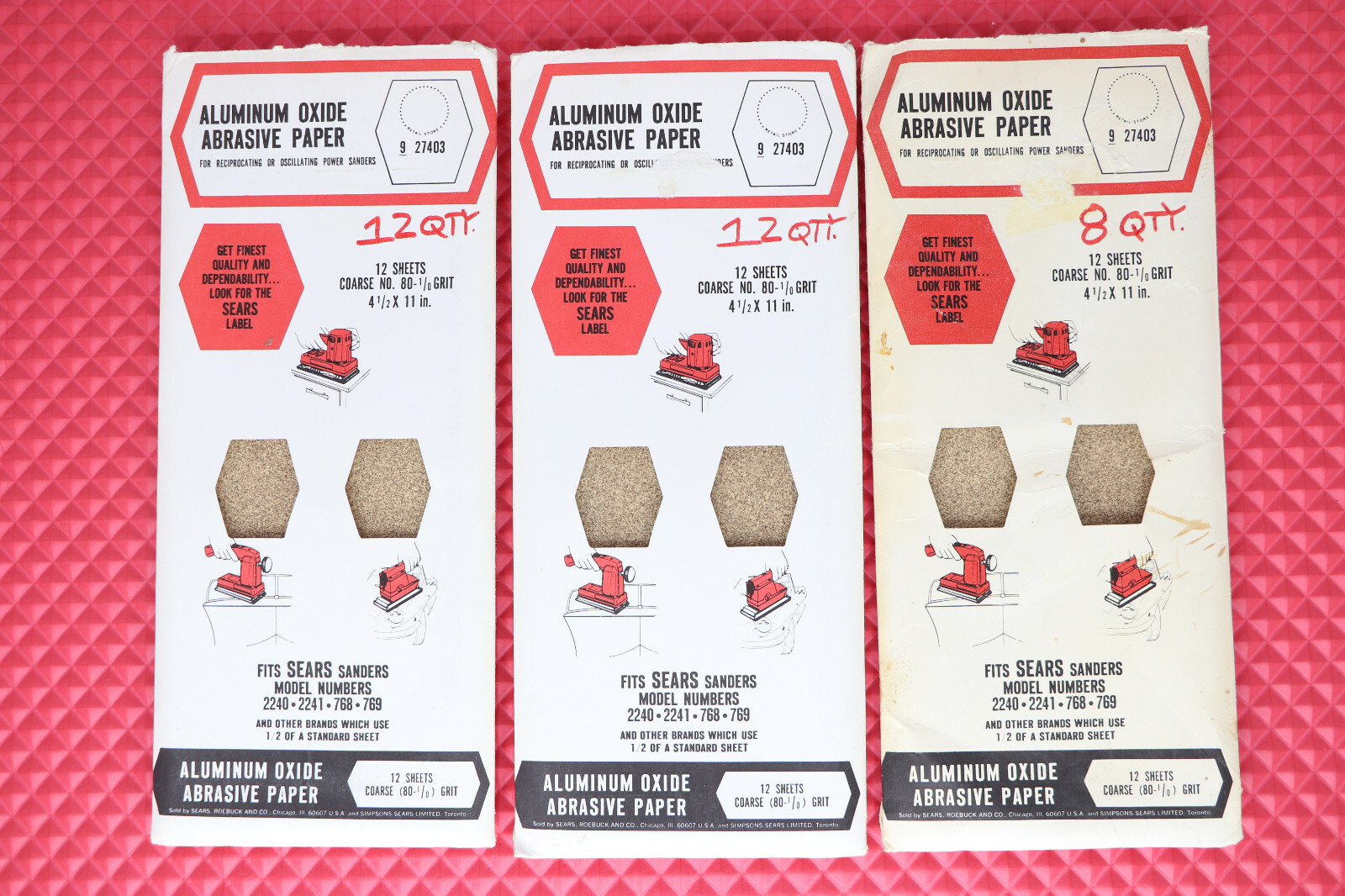 Craftsman Cosrse Sand Paper 80Grit Lot Of 32 Sheets USA 2240 2241 768 769 927403