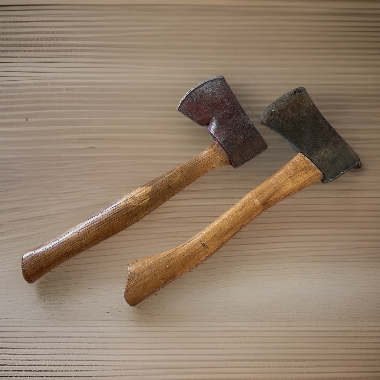 Pair Of Vintage Axes-unknown Age, Origin, And Makers- A Piece Of Old Times