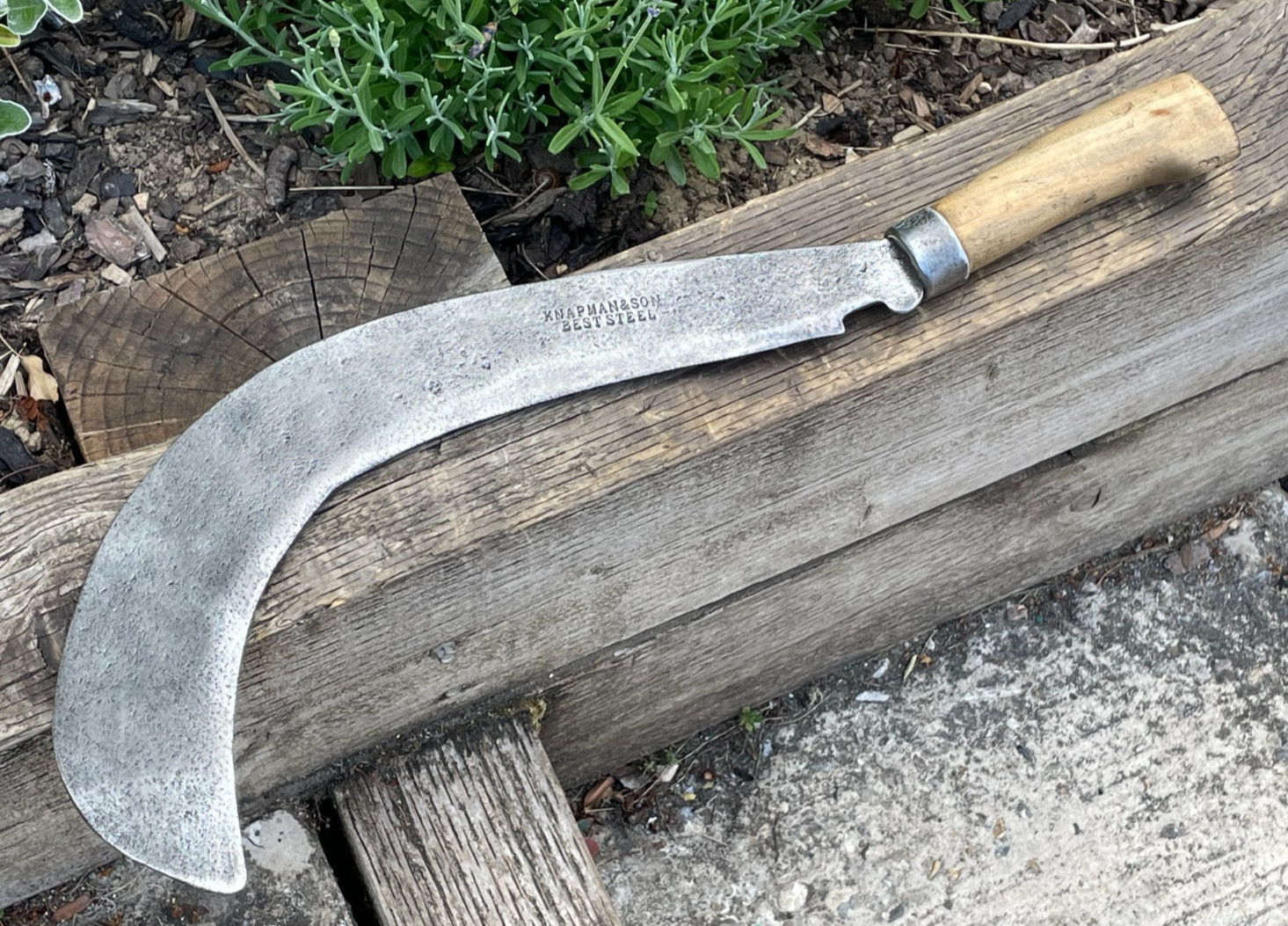 Vintage Knapman & Son Short Handled Slasher Sickle Billhook Garden Old Tool
