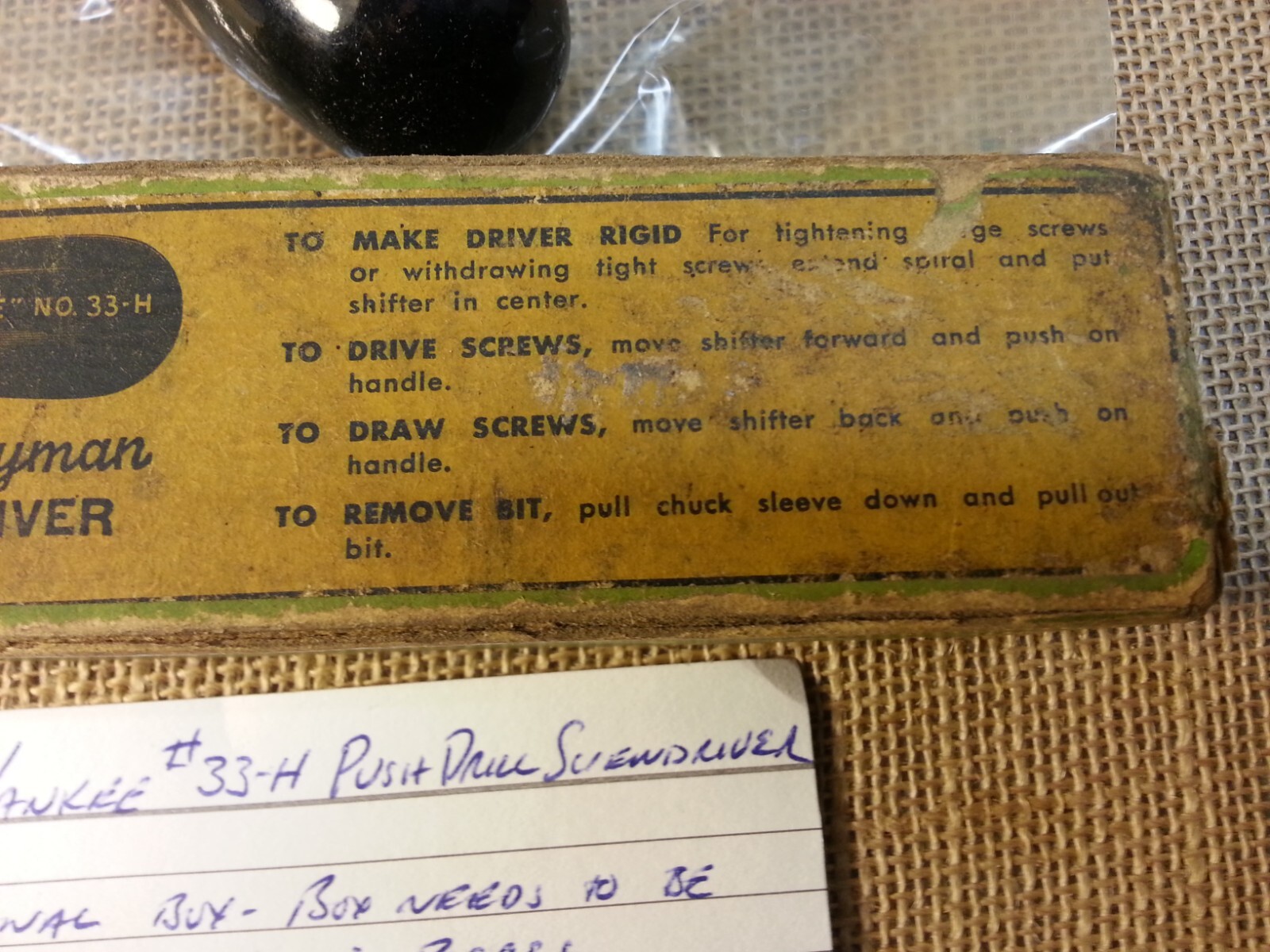 Vintage Yankee #33-H Push Drill Screwdriver Original Box