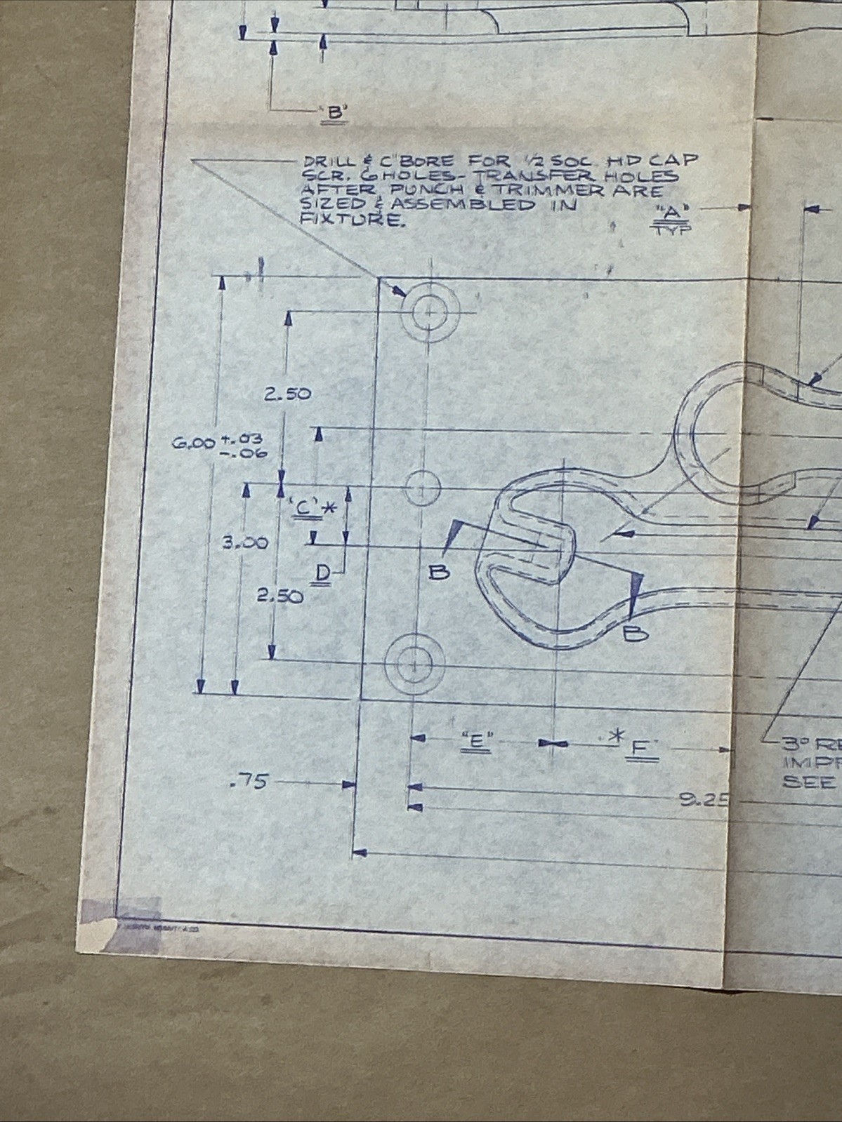 Vintage 1985 Copy Of Blueprint For Easco Hand Tools Co. As Is INV-P1025