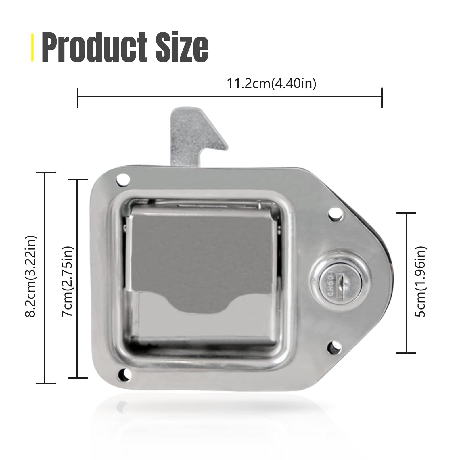 2Pcs Truck Tool Box Latch Toolbox Paddle Lock 2 Pieces, Silver