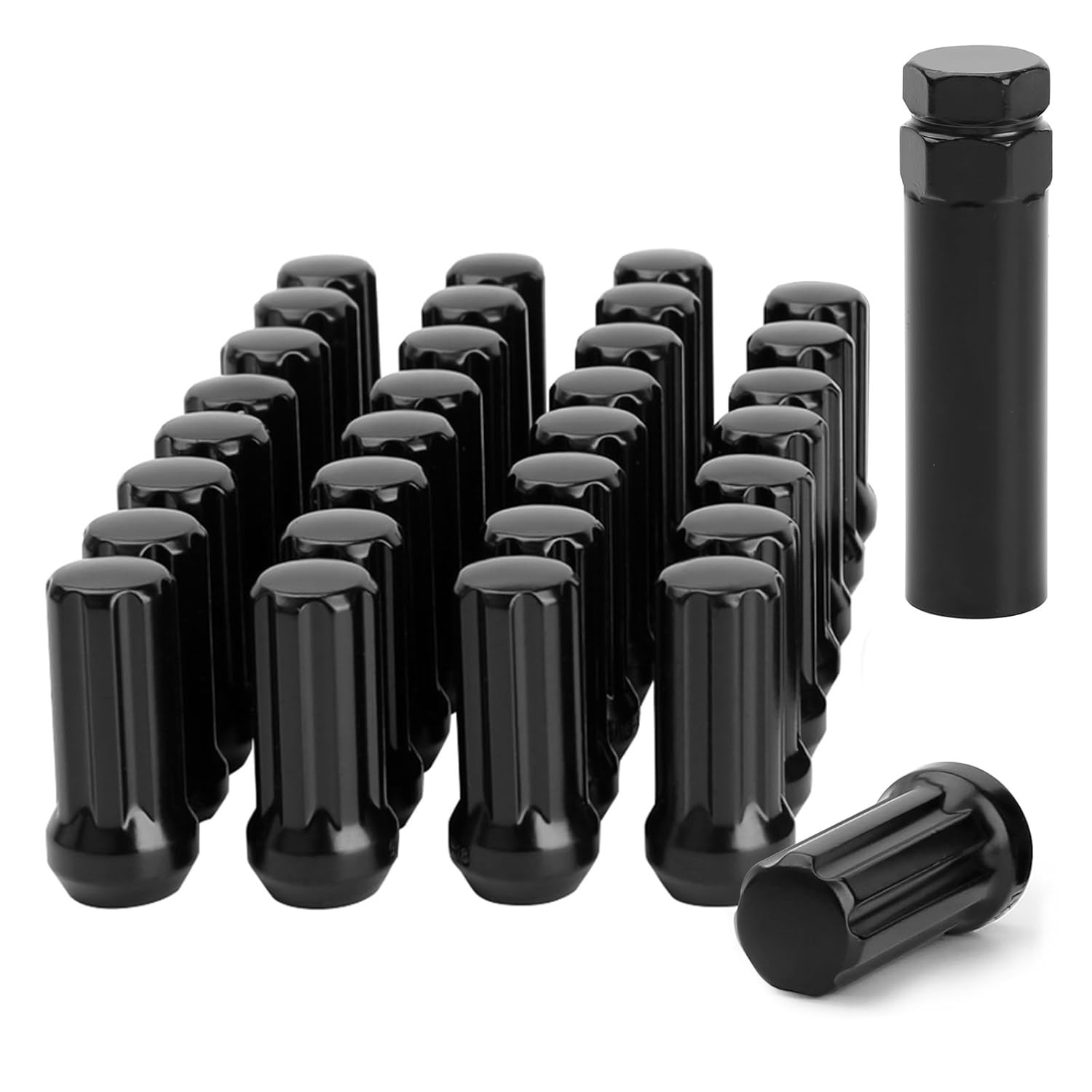 Spline Lug Nut 32pcs for Dodge 2500 3500 8 Lug, 9/16 x18 9/16-18 Black 32 PCS
