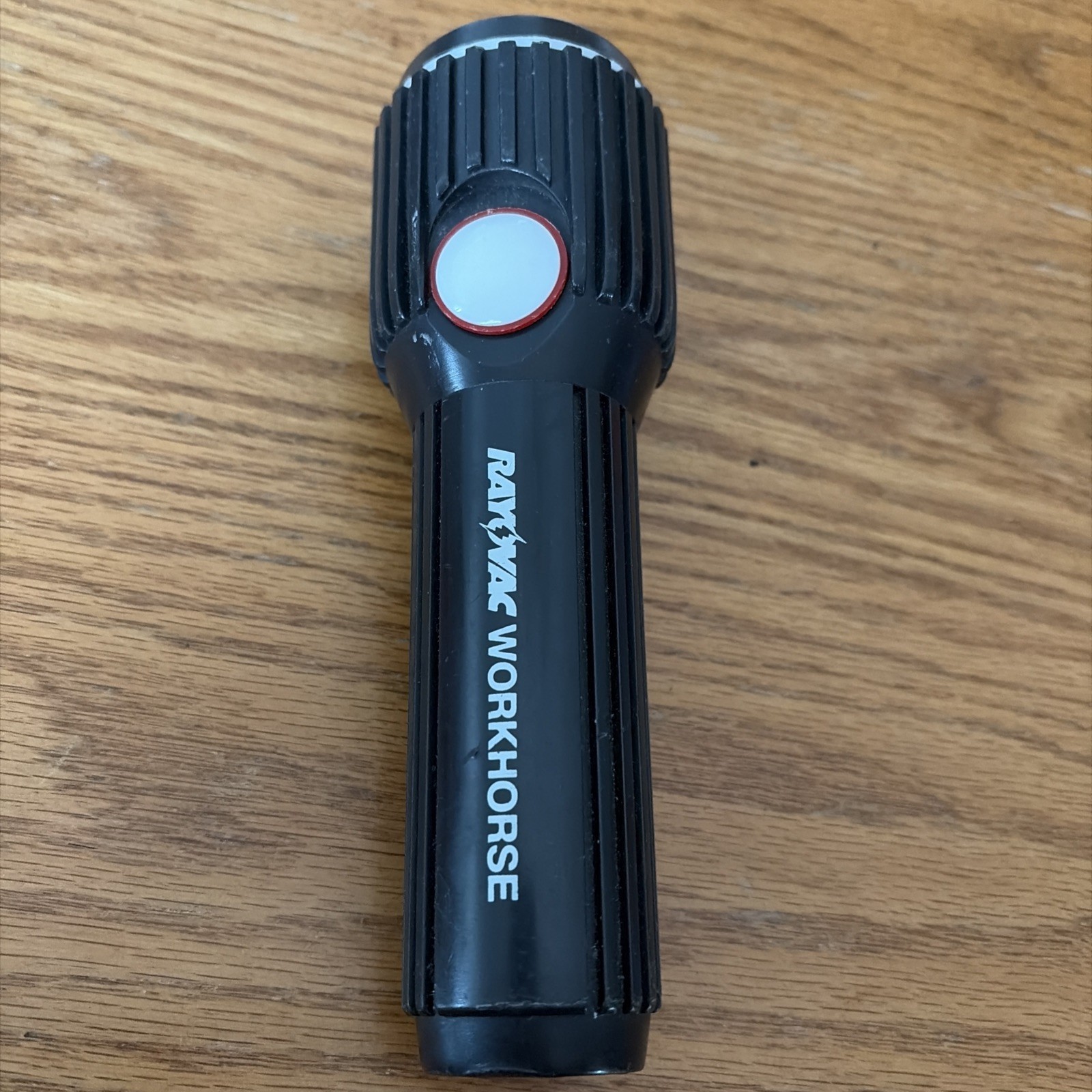 Vintage Black Rayovac Workhorse Heavy Duty Plastic Flashlight Tested Working
