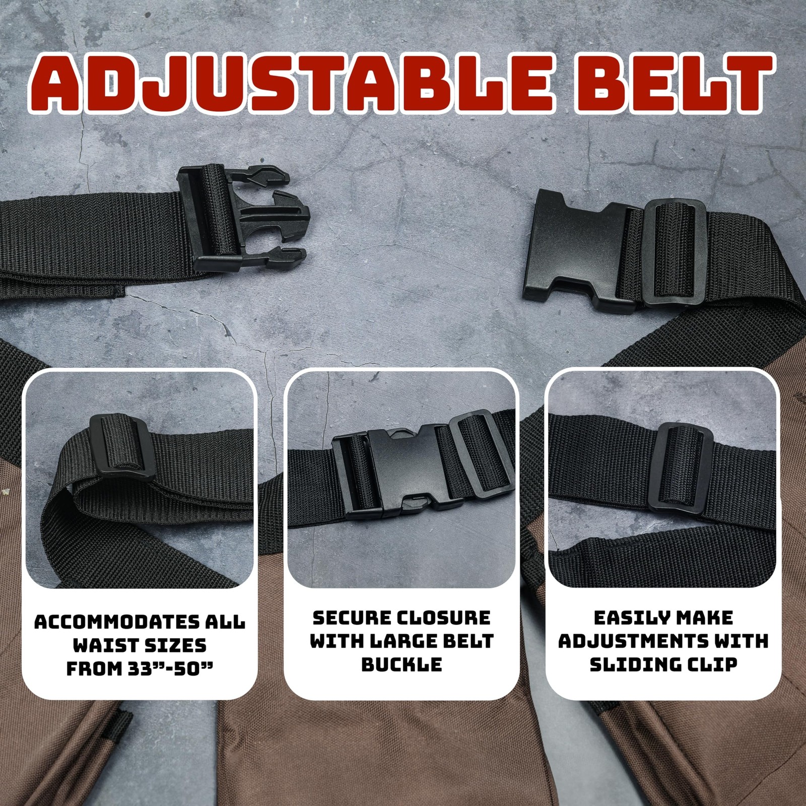 19 Pocket Brown and Black Heavy Duty Construction Tool Belt, Work Apron, Tool…