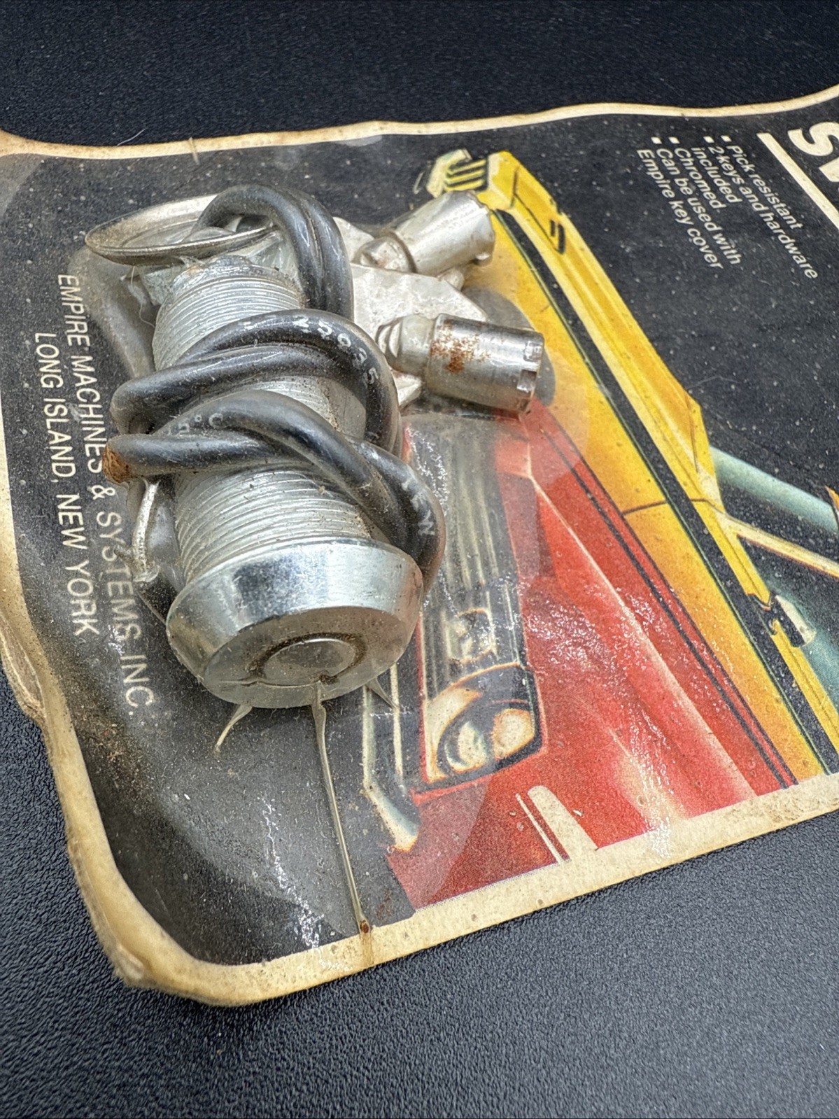 Round key switch lock 2 keys and Hardware. Vintage Part Collectable NOS Unique