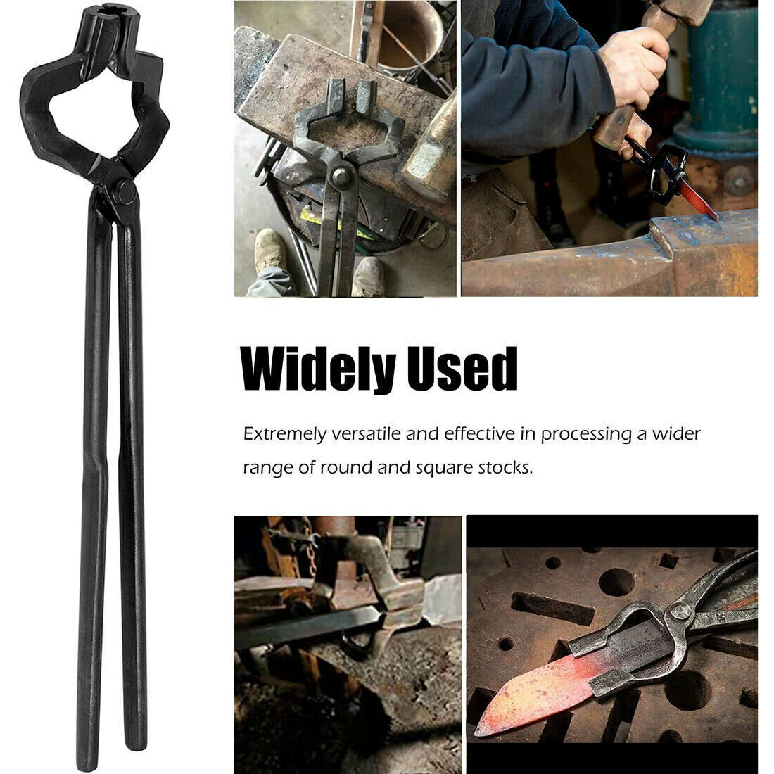 16inch Blacksmithing Z Type Tongs with V-Bit Jaws For Blacksmith Knife Making