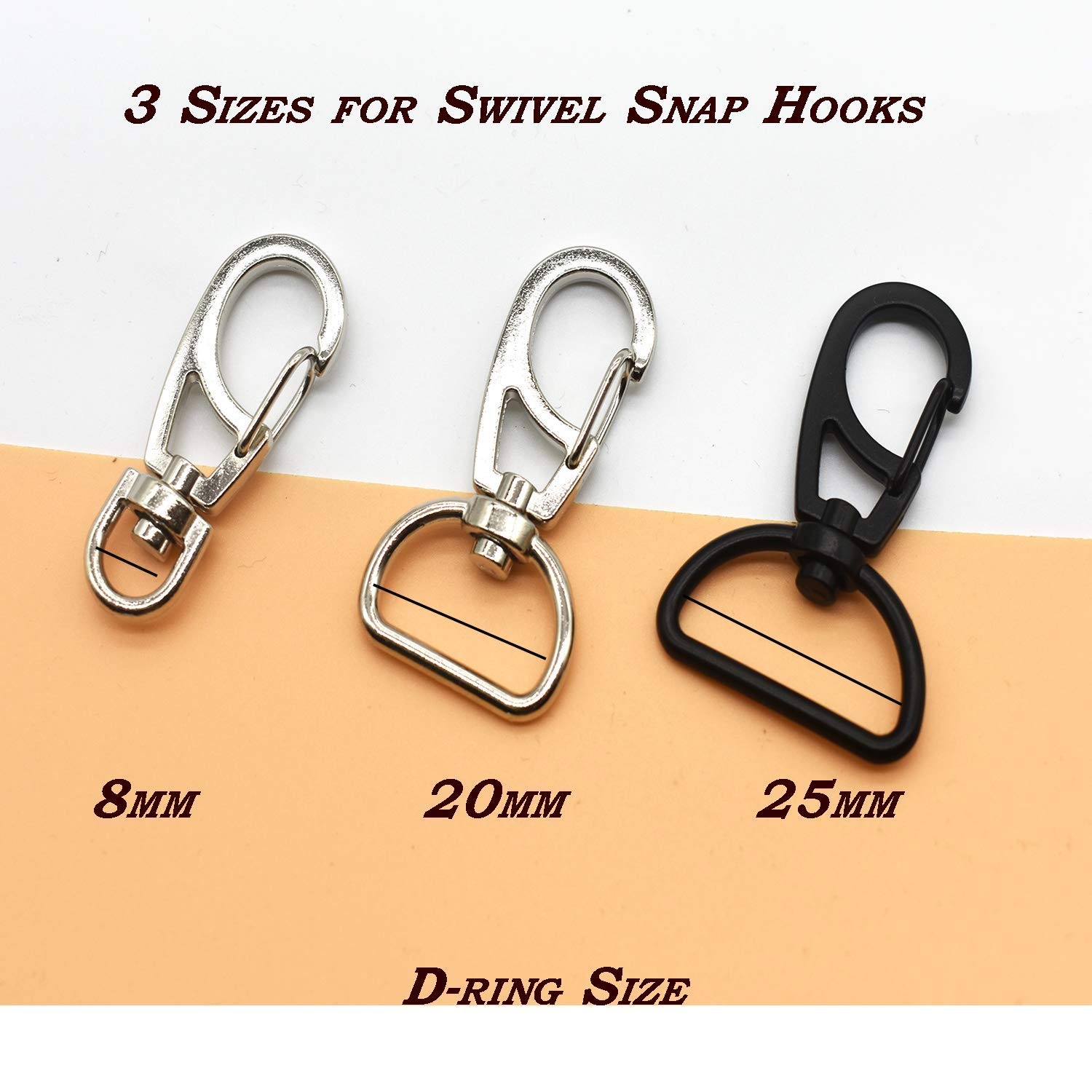 Bytiyar 10 PCS 1.65 inch Small Metal 10 pcs, 8mm(Rotating D-ring)_Silver