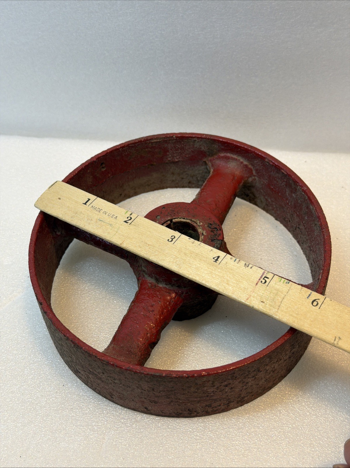 Cast Iron Steampunk Industrial Flat Belt Pulley Wheel 6″ Tall 1 7/8″ Wide B20 A