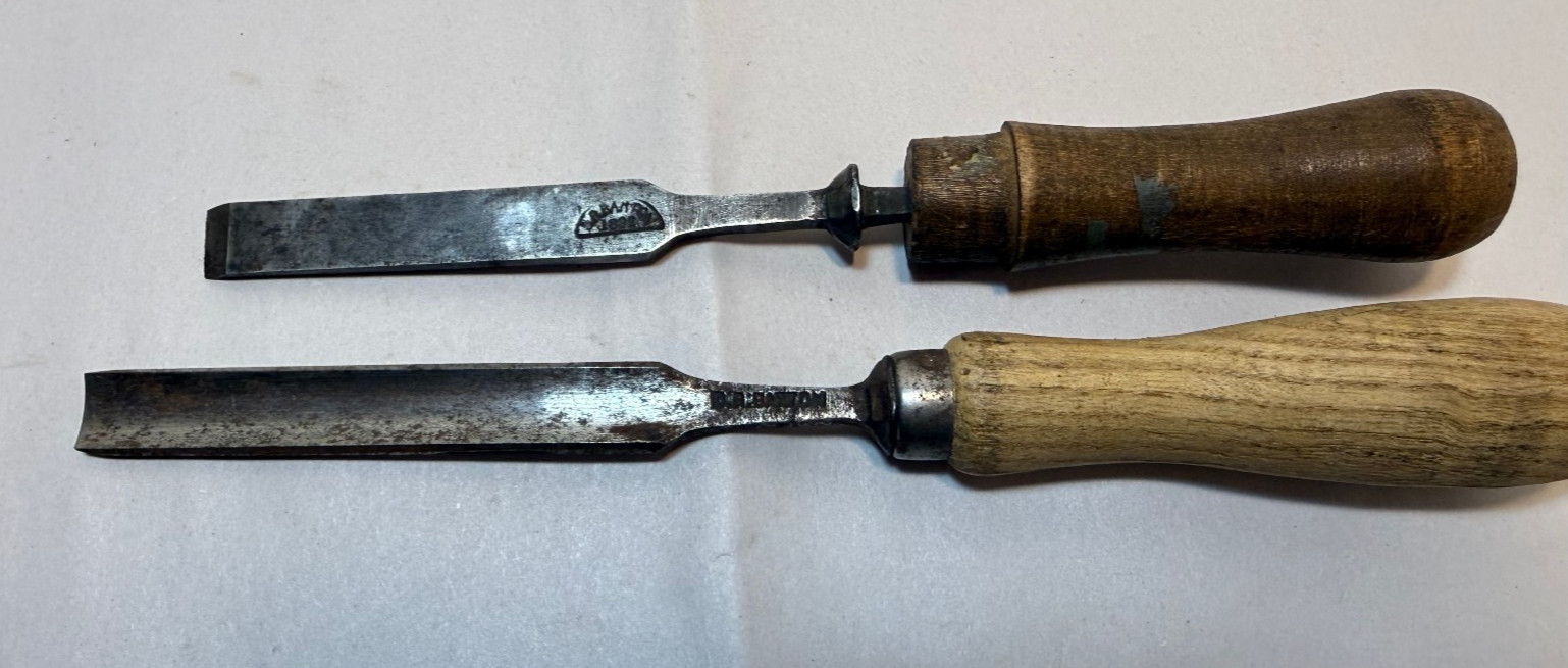 2 x Antique D.R. Barton 1832 Wood Chisel & Carving Gouge