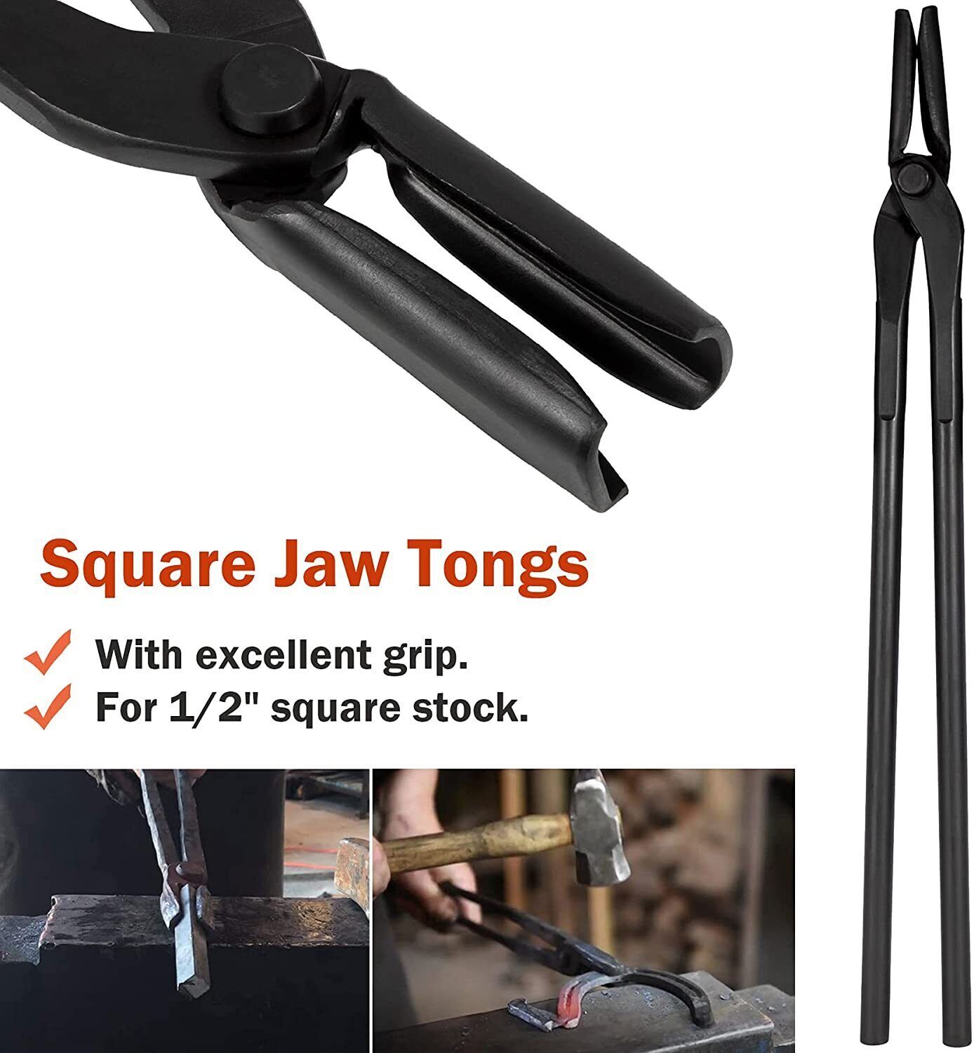 5PC Knife Making Blacksmith Tongs Bladesmith Hand Tool Set Anvil Vise Forge Flat