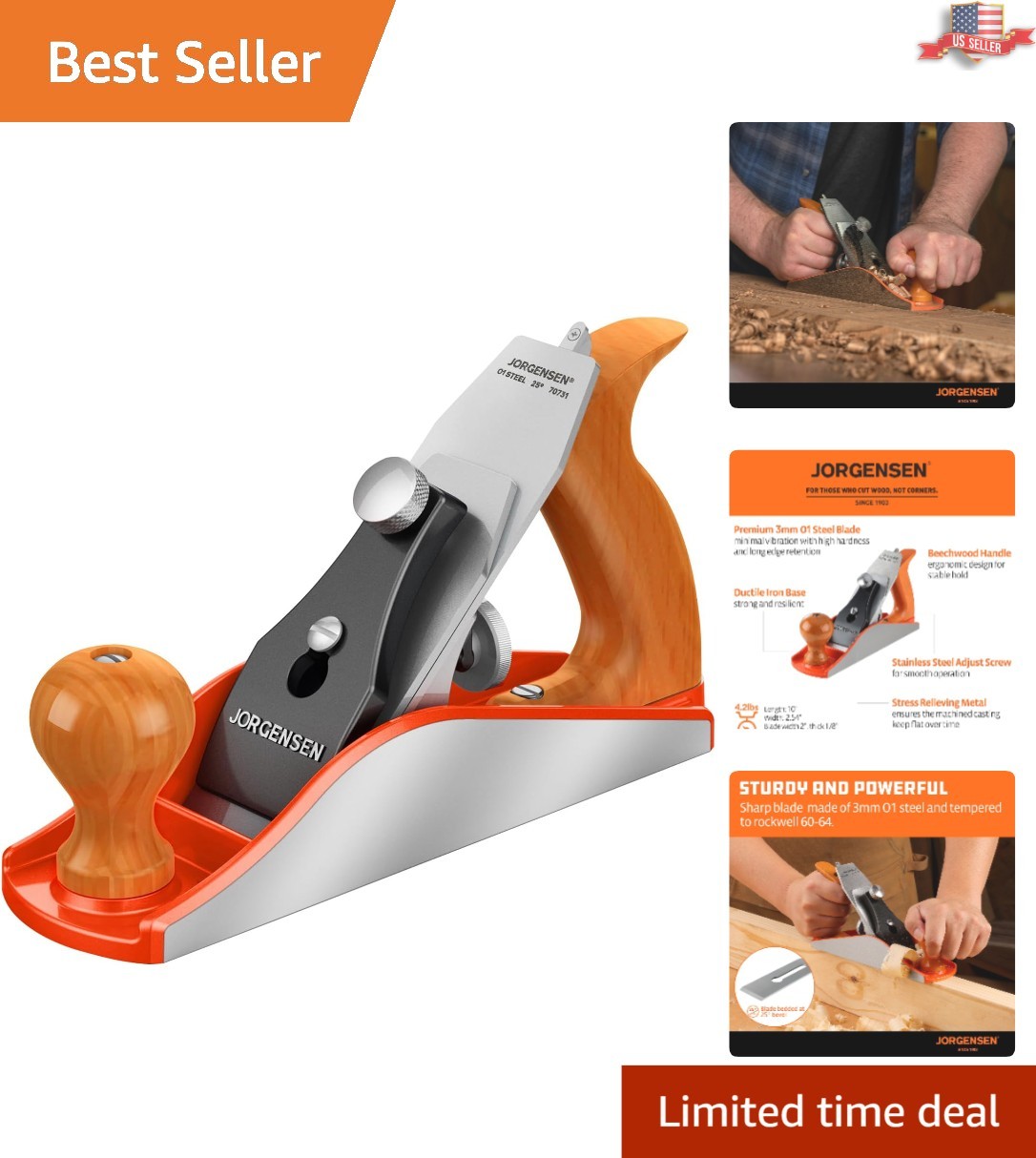 Durable 10-Inch Wood Plane with Professional Blade – Ideal for Woodworking