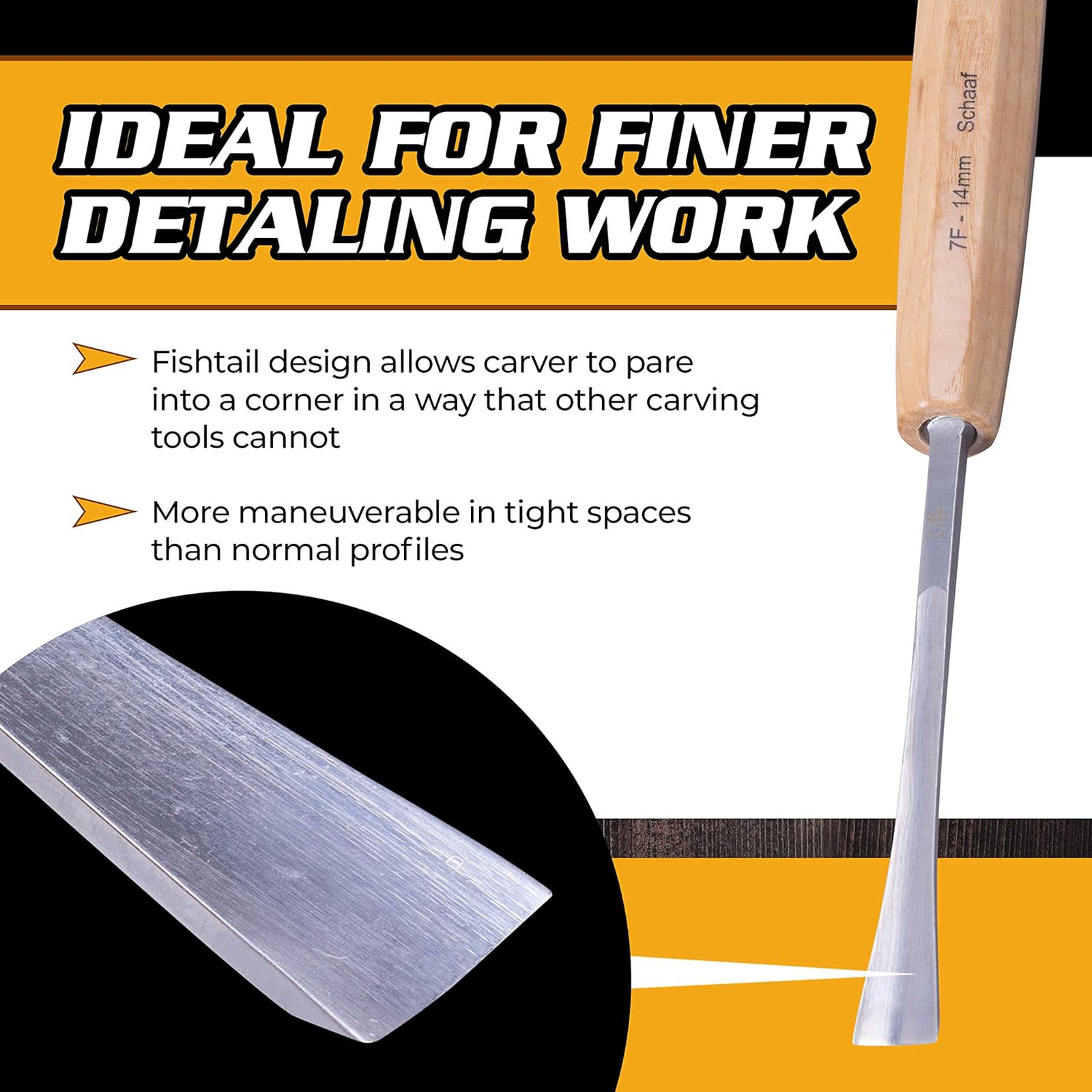 Wood Carving Tools Set of 4 Fishtail Chisels Gouges with Canvas Case Razor Sharp