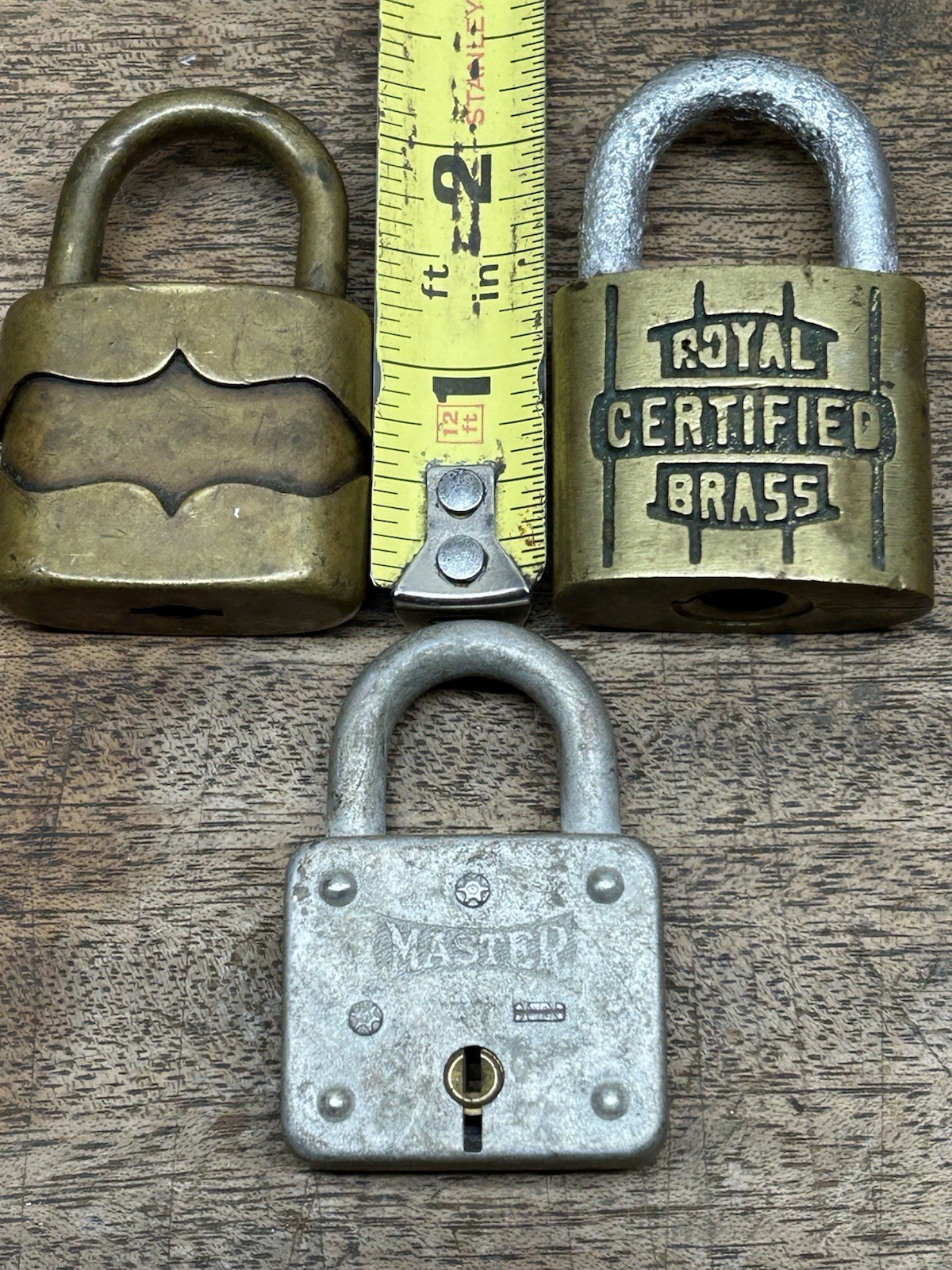 Vintage lot of 3 Padlocks~ Master ~Royal Certified ~ G & J Rust Proof ~ No Keys