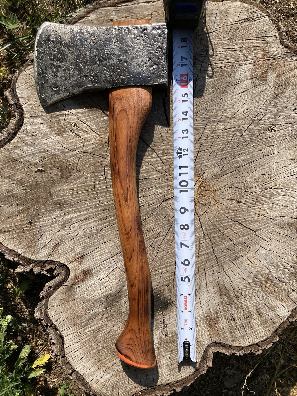 Vintage old , stamped Warren , 18” house axe , New hickory handle charred oil