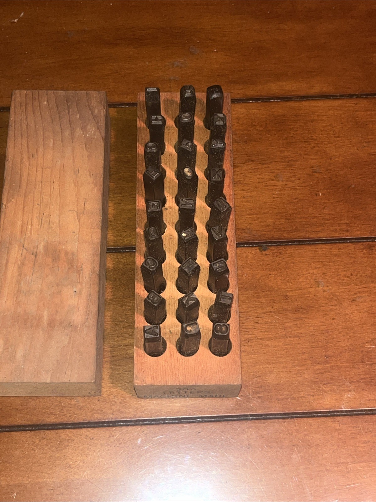 Vintage 3/16” Machinist Steel Letter Punch Stamping Set. Wood Case. Hand Cut.