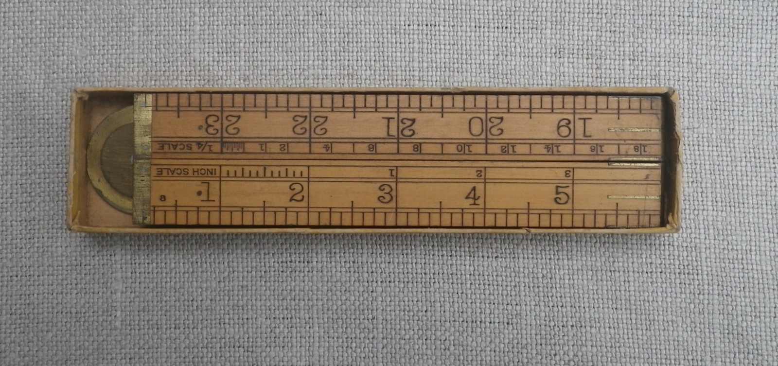 Lufkin No. 863L Folding Boxwood Rule Brass Protractor & Level Vintage in box